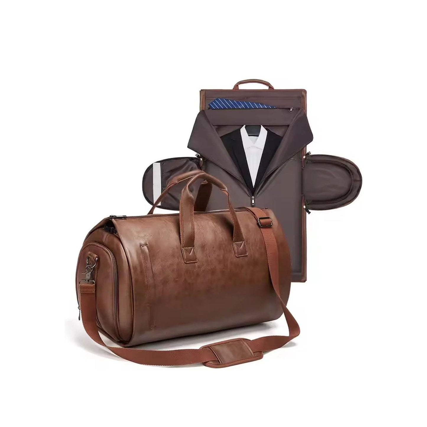 CarryQuest® - Multifunctional Travel/Handbag - Women and Men - PU Leather - Brown