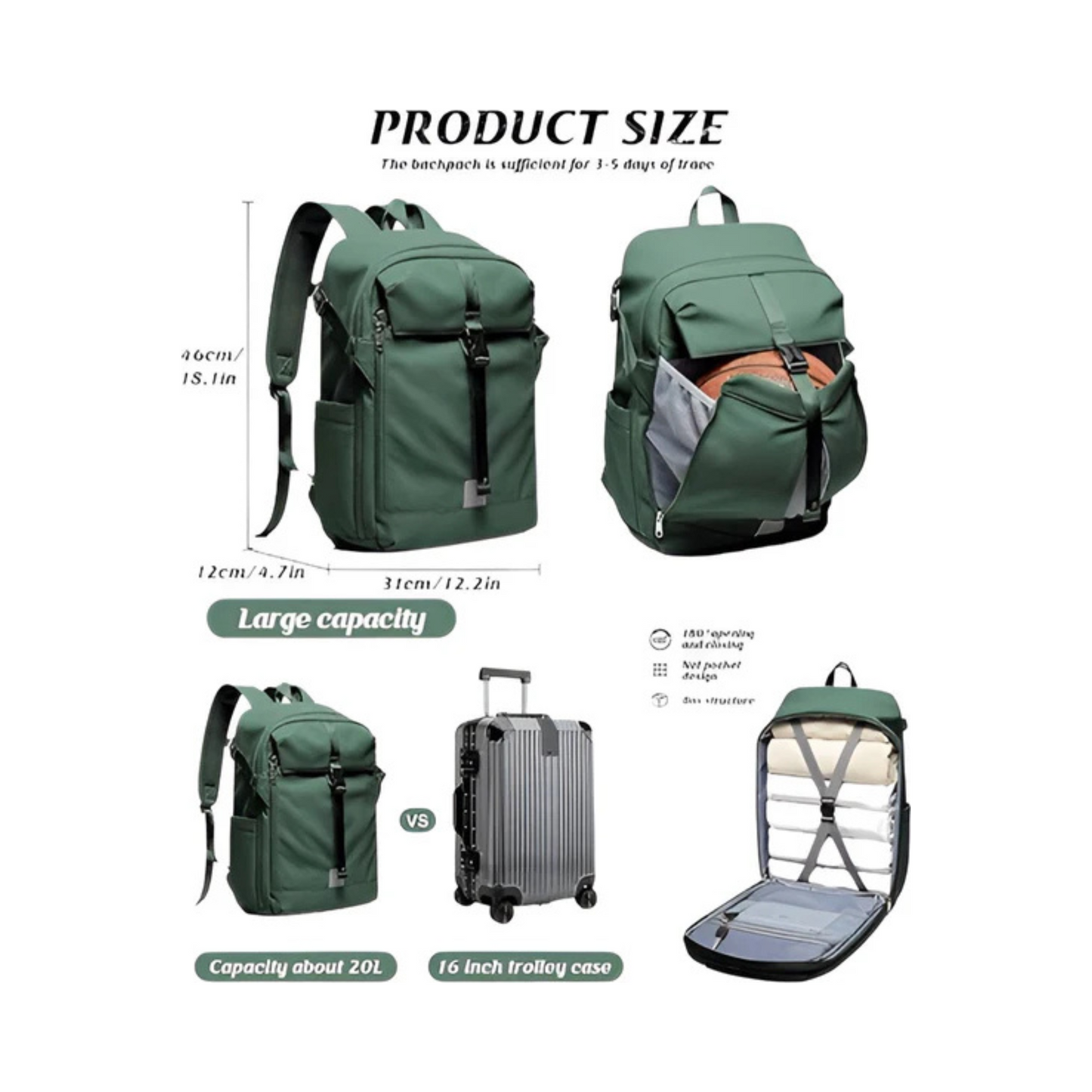 CarryQuest® - Motor Rugzak - Waterdichte Rugzak - Duurzaam Nylon - Comfortabele Schouderbanden - Groen