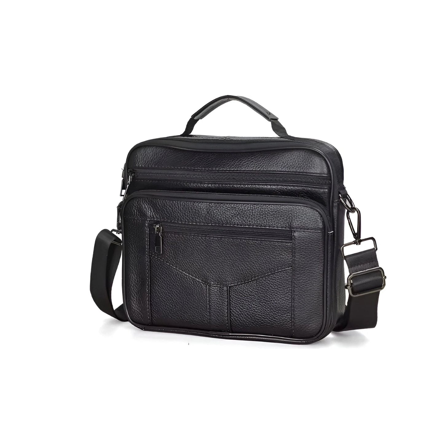 CarryQuest® - Sac bandoulière en cuir pour homme - Sacs à main en cuir de vachette - Noir
