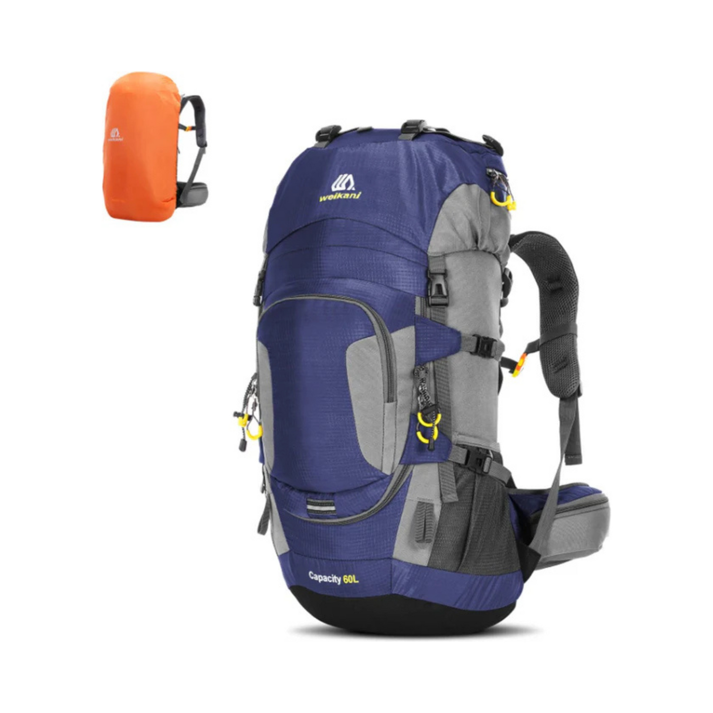 CarryQuest® - 60L - Wandelrugzak - Rugzak - Wandelen - Waterbestendig - Duurzaam - Polyester - Blauw