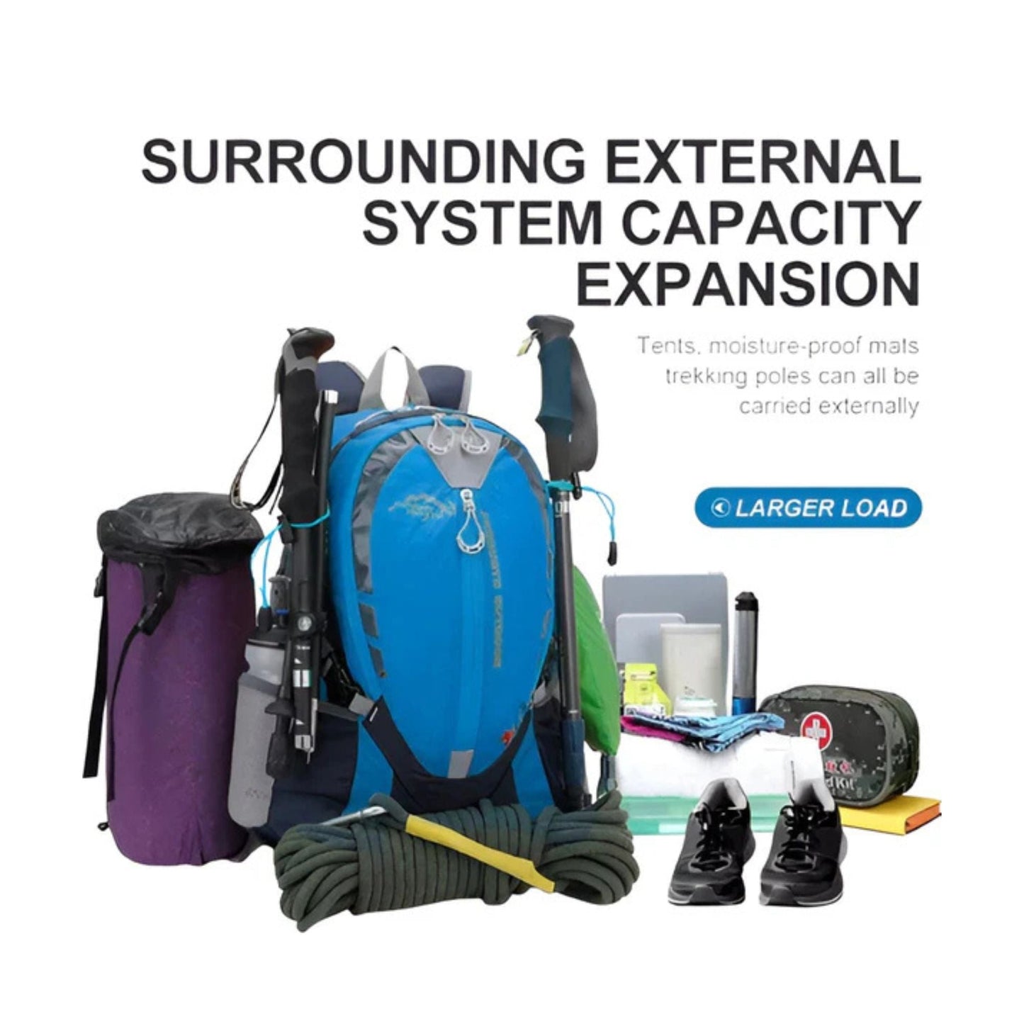 CarryQuest® - Bergbeklimmen Hydratatie Rugzak 25L + 2L Waterzak En Regenhoes - Ergonomisch & Duurzaam - Wandel Rugzak - Blauw