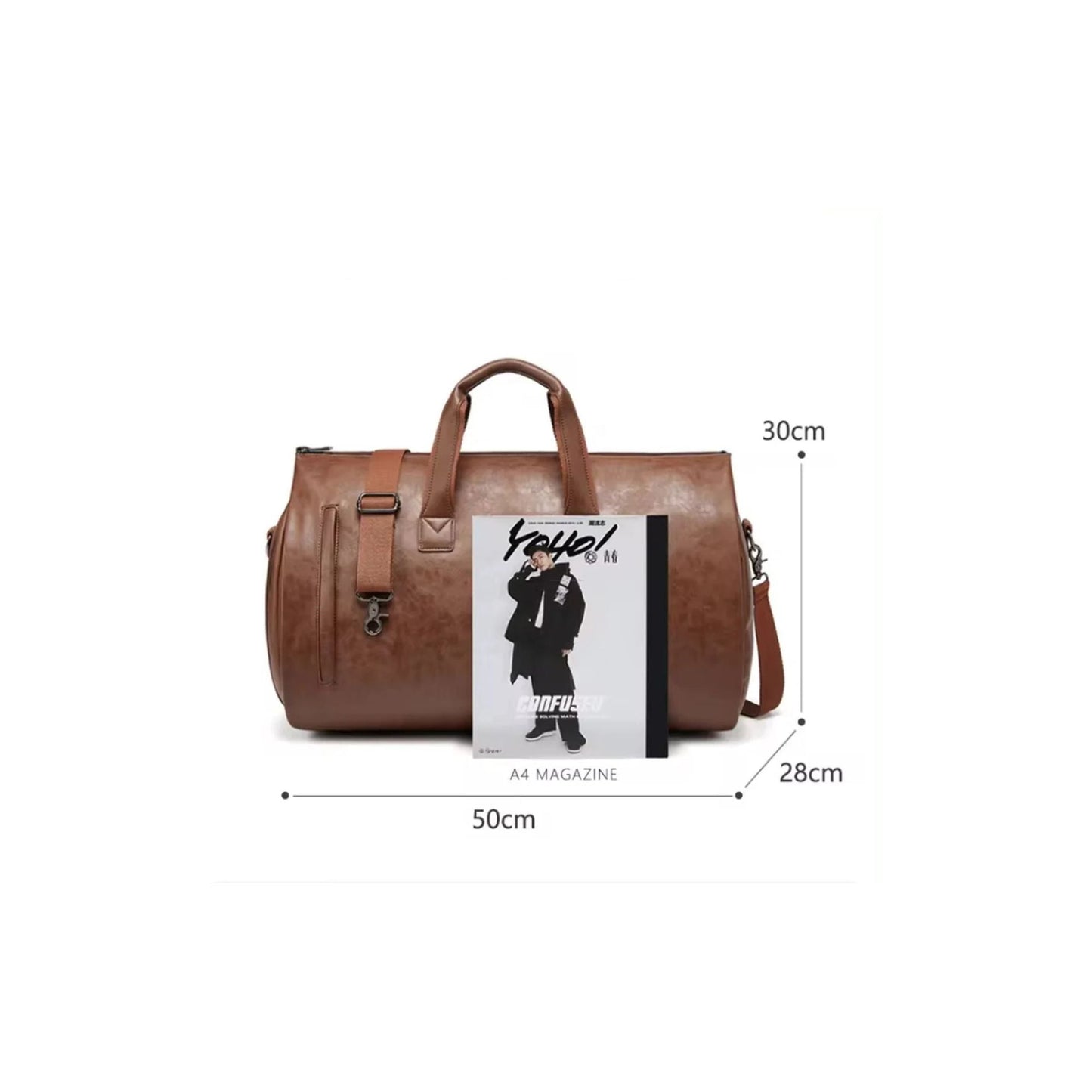 CarryQuest® - Multifunctional Travel/Handbag - Women and Men - PU Leather - Brown