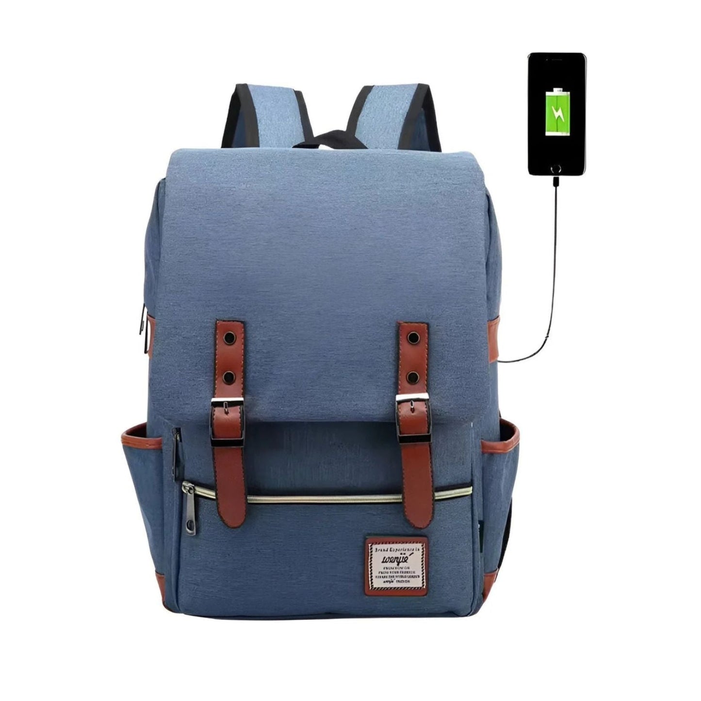 CarryQuest® - 16 Inch Laptop Rugzak - Schooltassen - Rugzakken - Blauw/Grijs