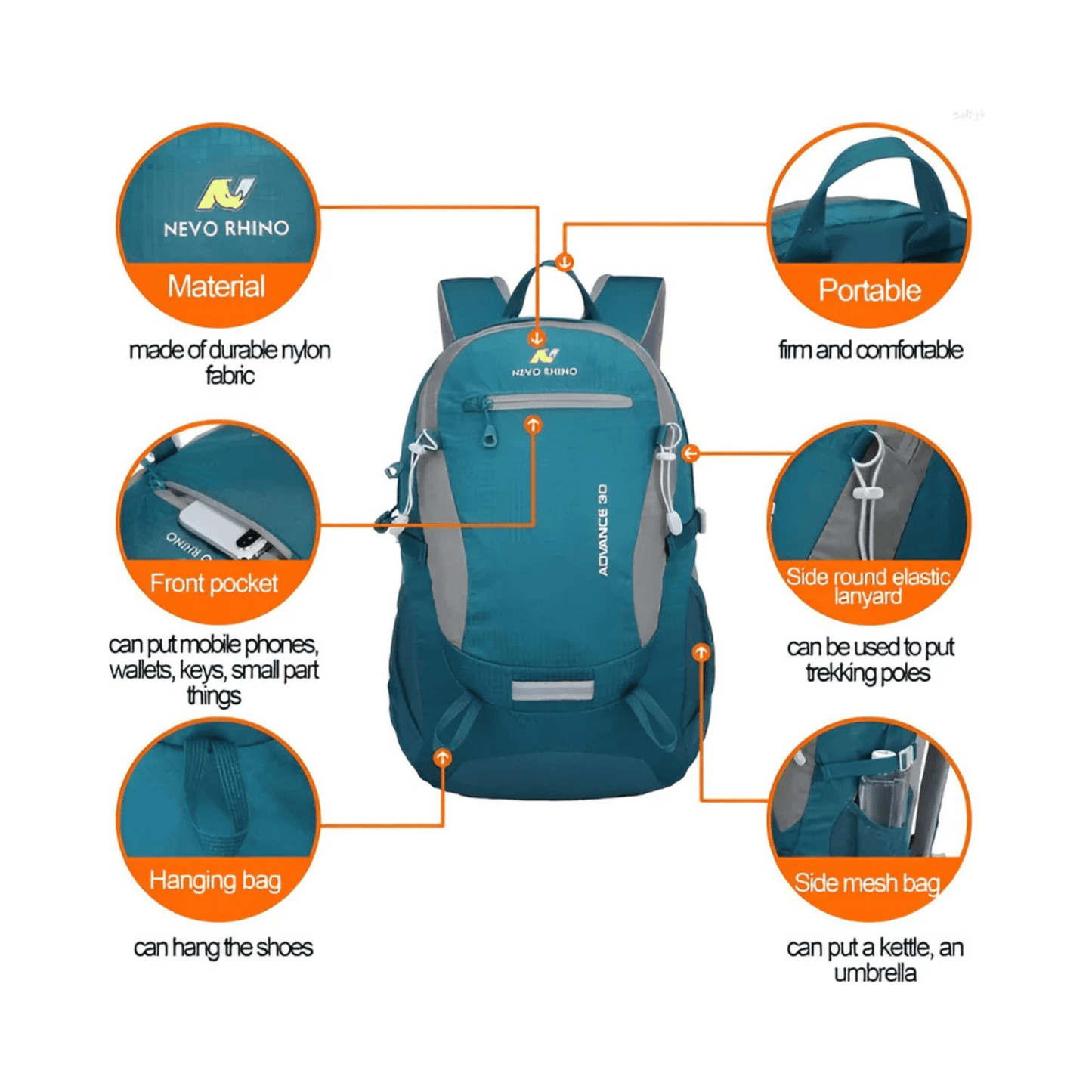 CarryQuest® - 20L Wandel Rugzak - Fietsen Reizen - Ultralicht - Rood