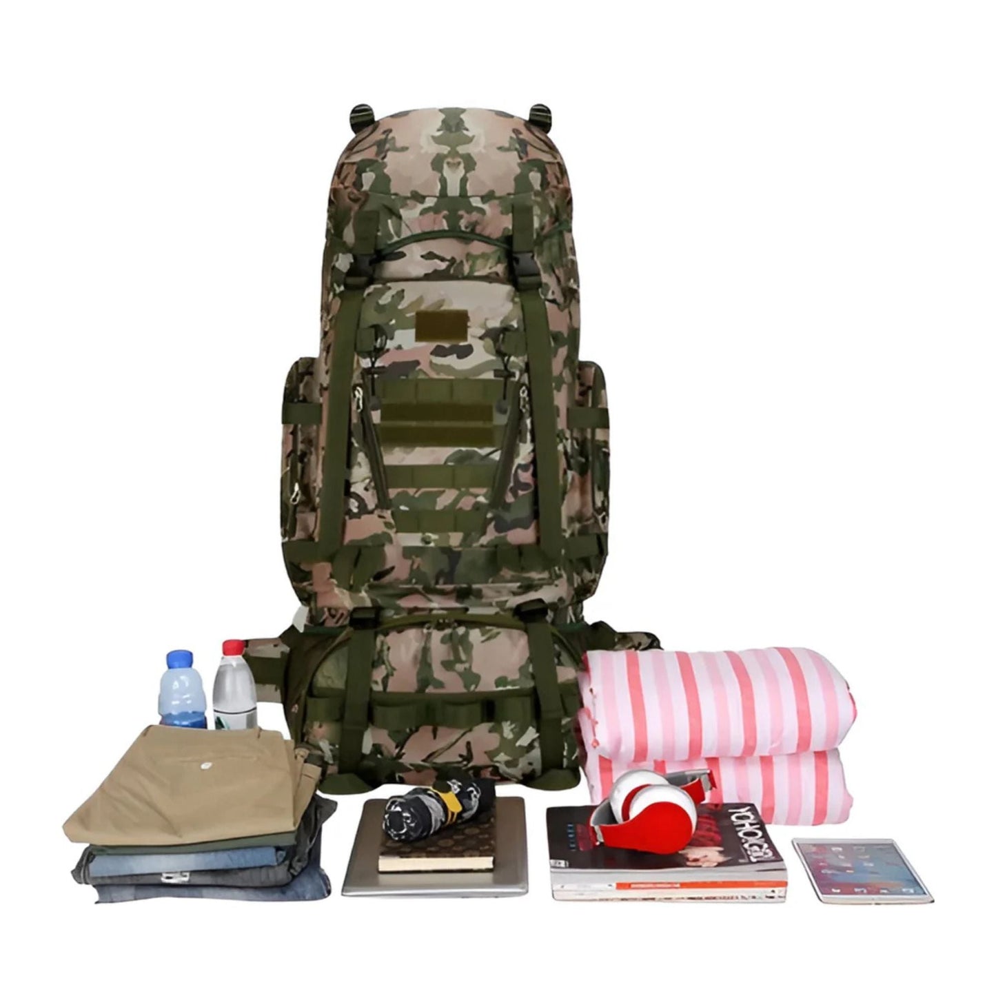 CarryQuest® - 90L Titan - Waterdichte - Wandelen - Heren - Dames - 90 Liter - Backpack - Camouflage