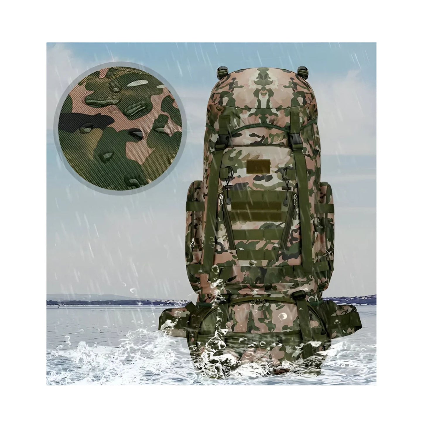 CarryQuest® - 90L Titan - Waterdichte - Wandelen - Heren - Dames - 90 Liter - Backpack - Camouflage