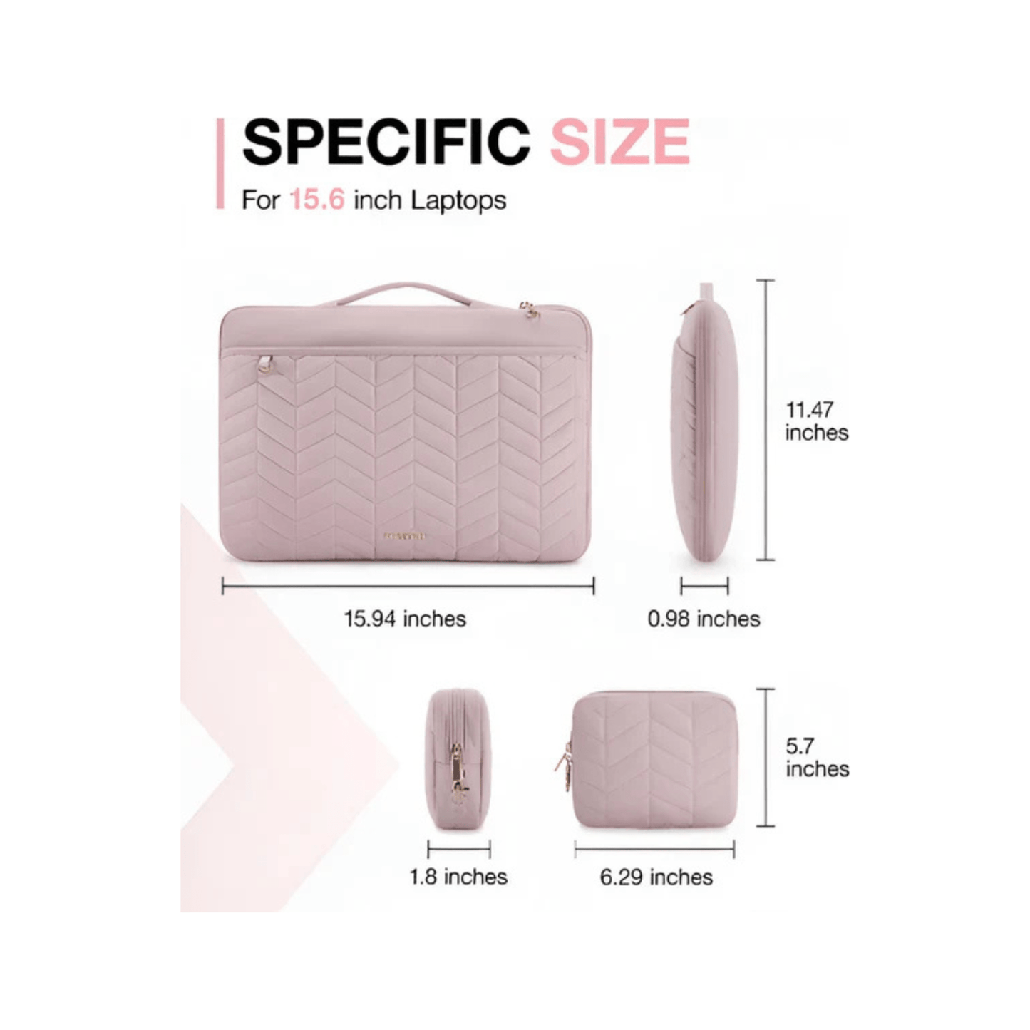 CarryQuest® - Bagsmart Laptop Sleeve voor MacBook Pro/Air 15.6 inch - Roze