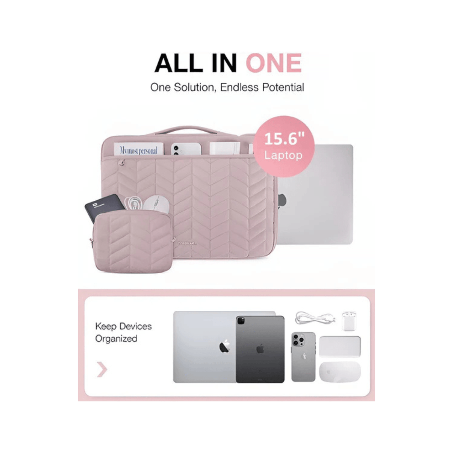 CarryQuest® - Bagsmart Laptop Sleeve voor MacBook Pro/Air 15.6 inch - Roze