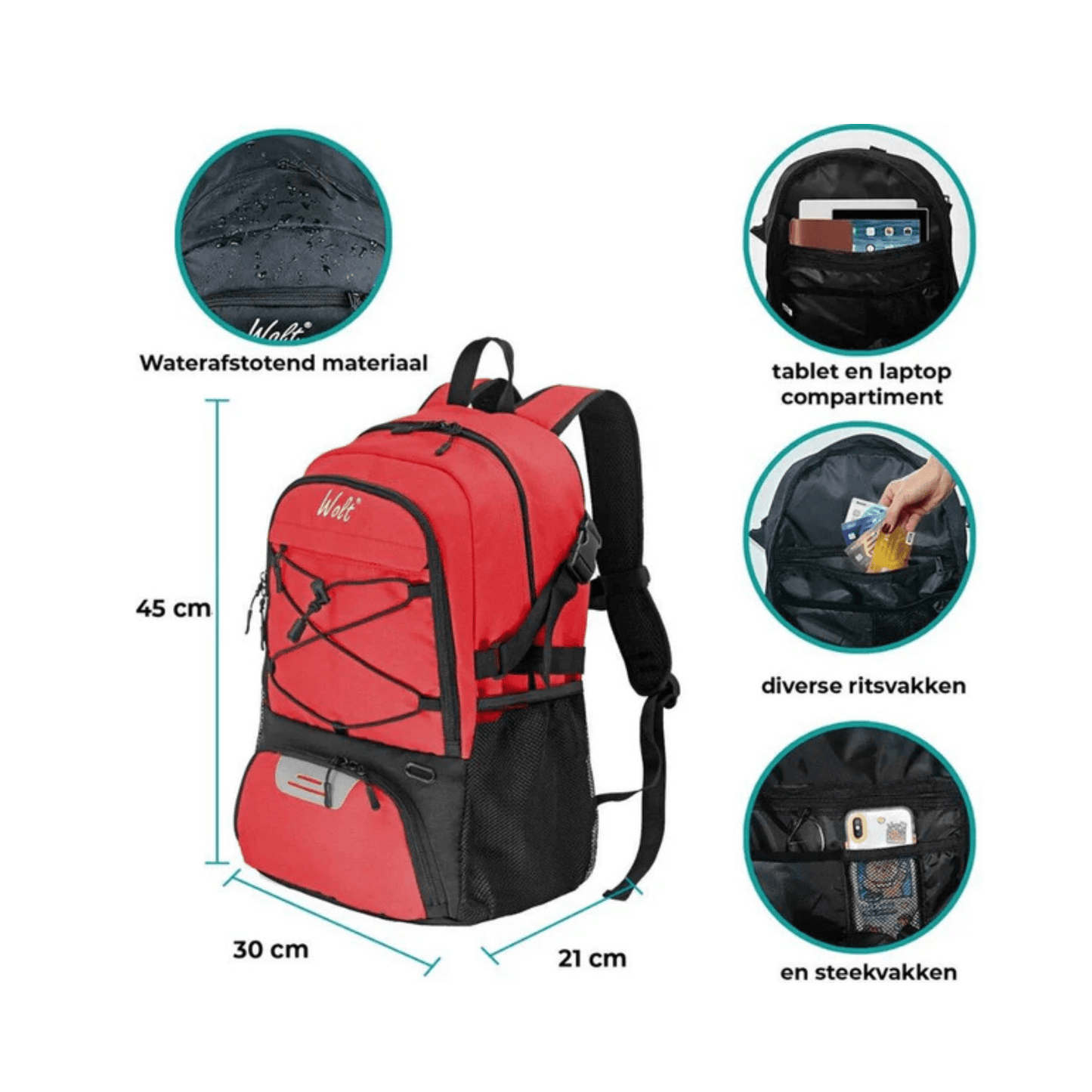 CarryQuest® - Basketbal Voetbal Rugzak - Waterbestendig - Rood