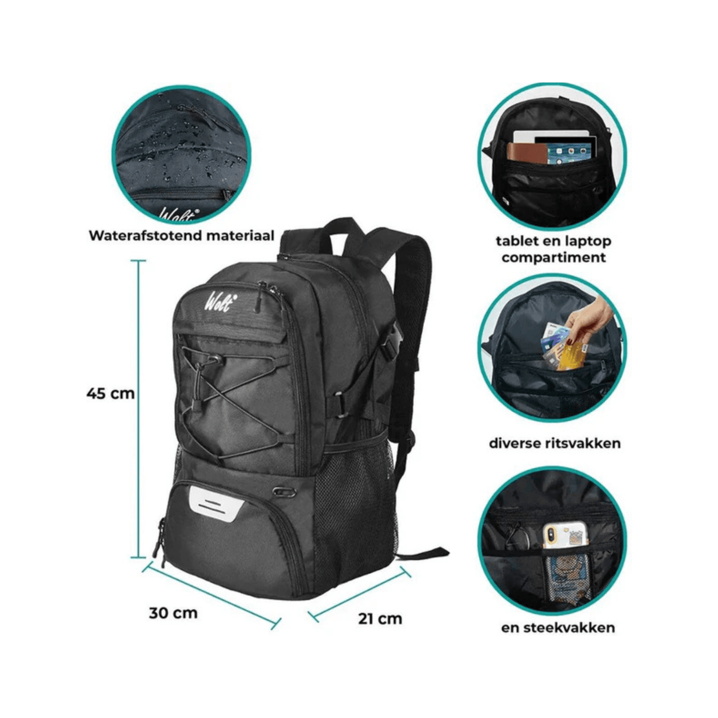 CarryQuest® - Basketbal Voetbal Rugzak - Waterbestendig - Zwart
