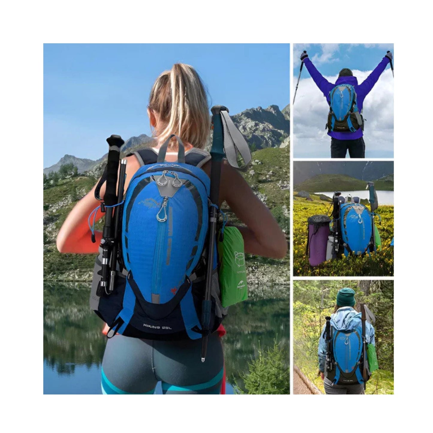 CarryQuest® - Bergbeklimmen Hydratatie Rugzak 25L + 2L Waterzak En Regenhoes - Ergonomisch & Duurzaam - Wandel Rugzak - Blauw