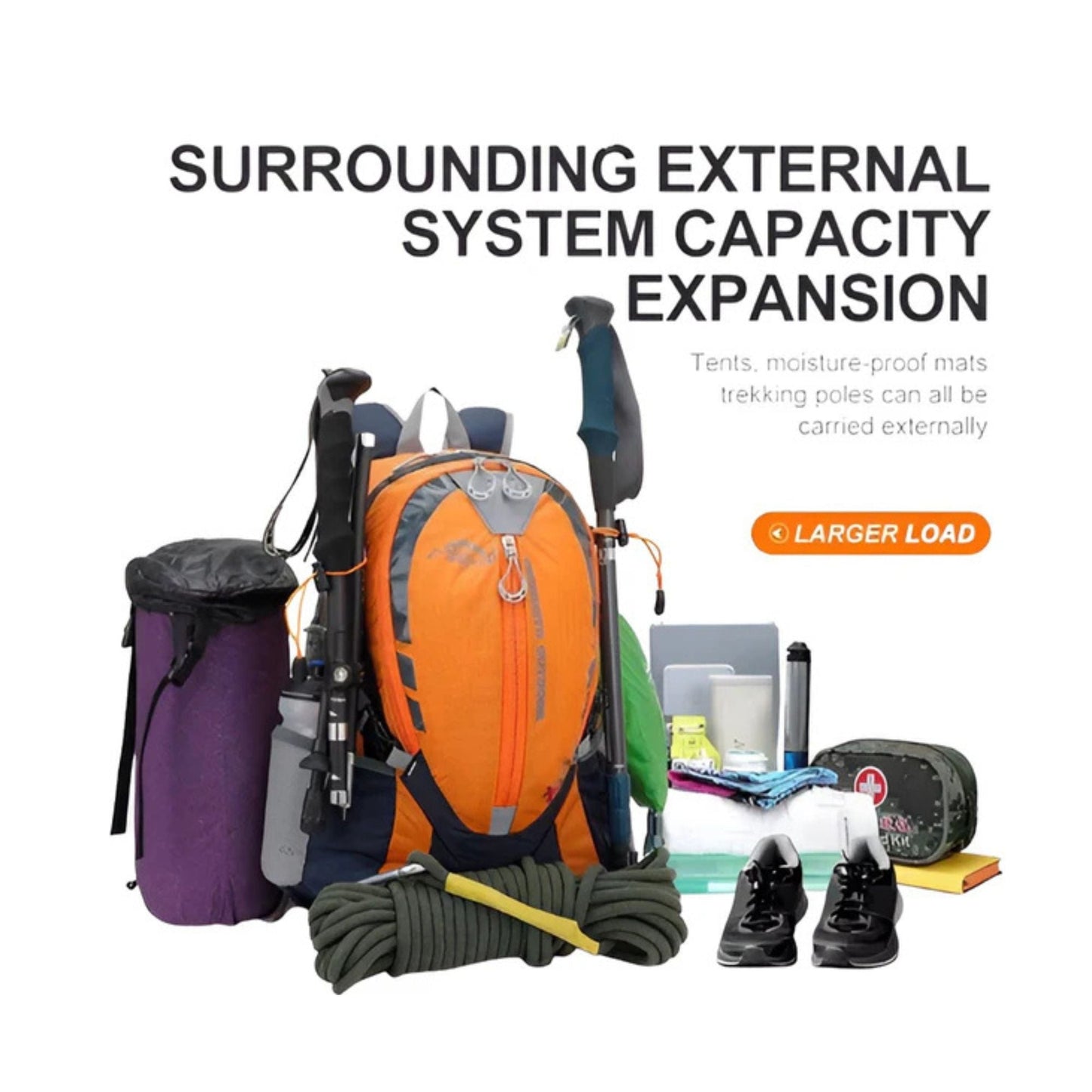 CarryQuest® - Bergbeklimmen Hydratatie Rugzak 25L + 2L Waterzak En Regenhoes - Ergonomisch & Duurzaam - Wandel Rugzak - Oranje