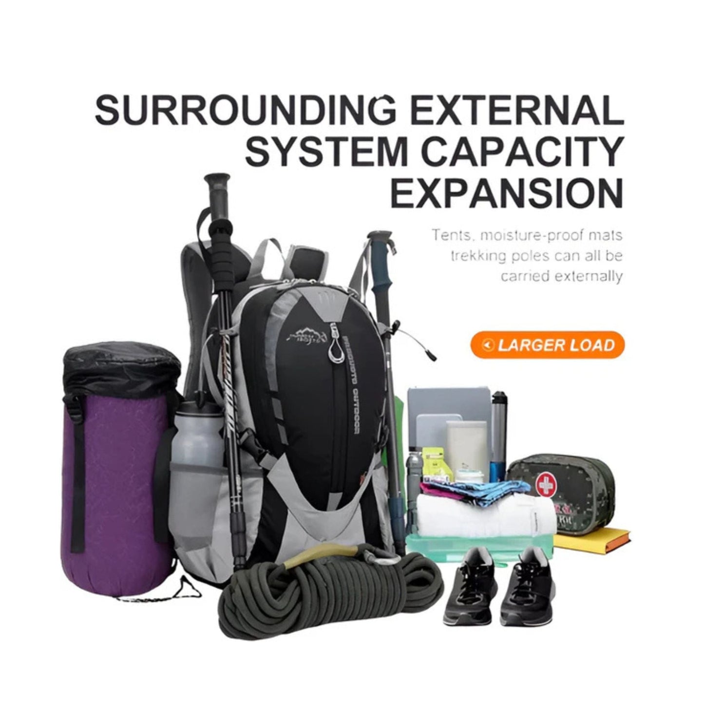 CarryQuest® - Bergbeklimmen Hydratatie Rugzak 25L + 2L Waterzak En Regenhoes - Ergonomisch & Duurzaam - Wandel Rugzak - Zwart