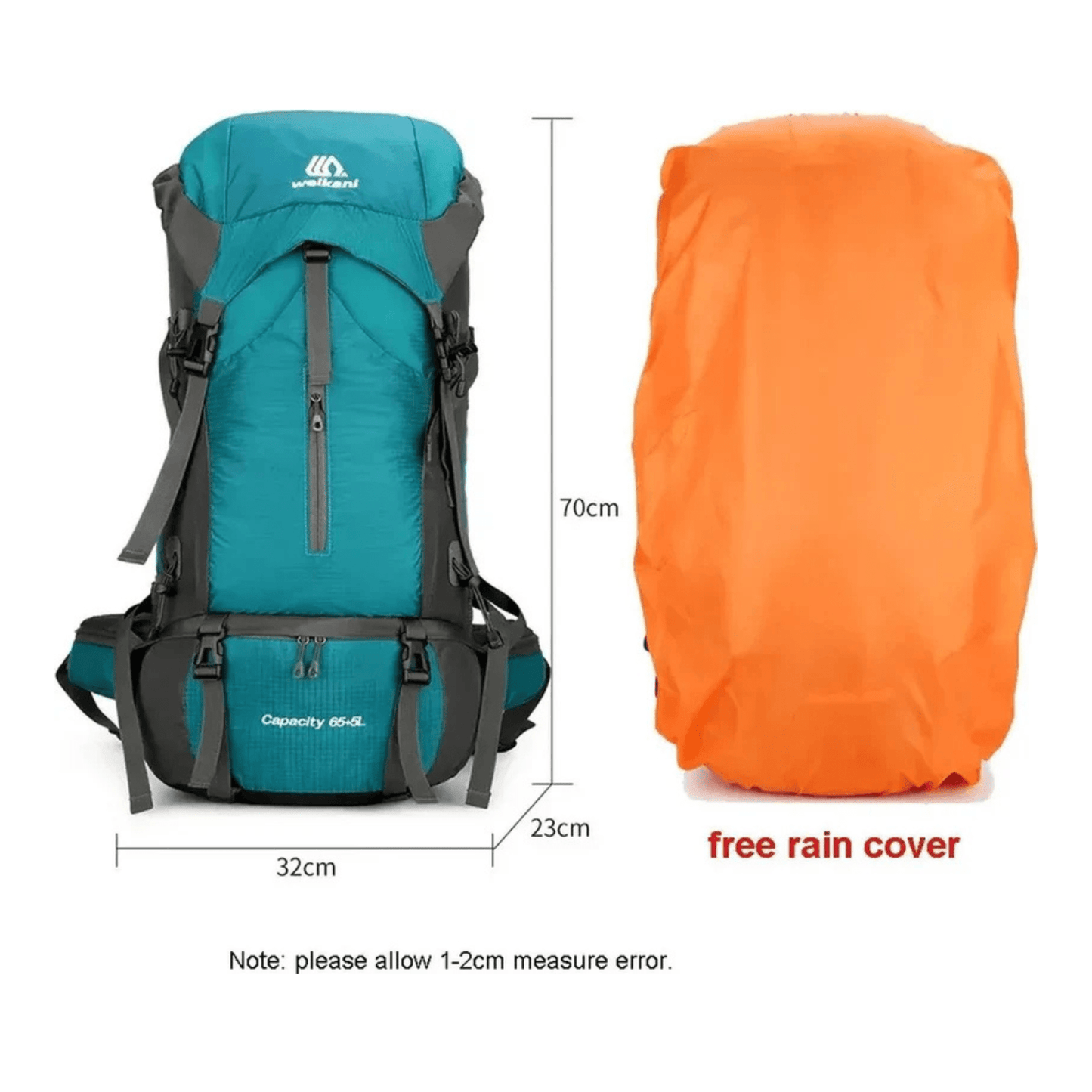 CarryQuest® - Camping - Reistas met Regenhoes - 70L Capaciteit - Oranje
