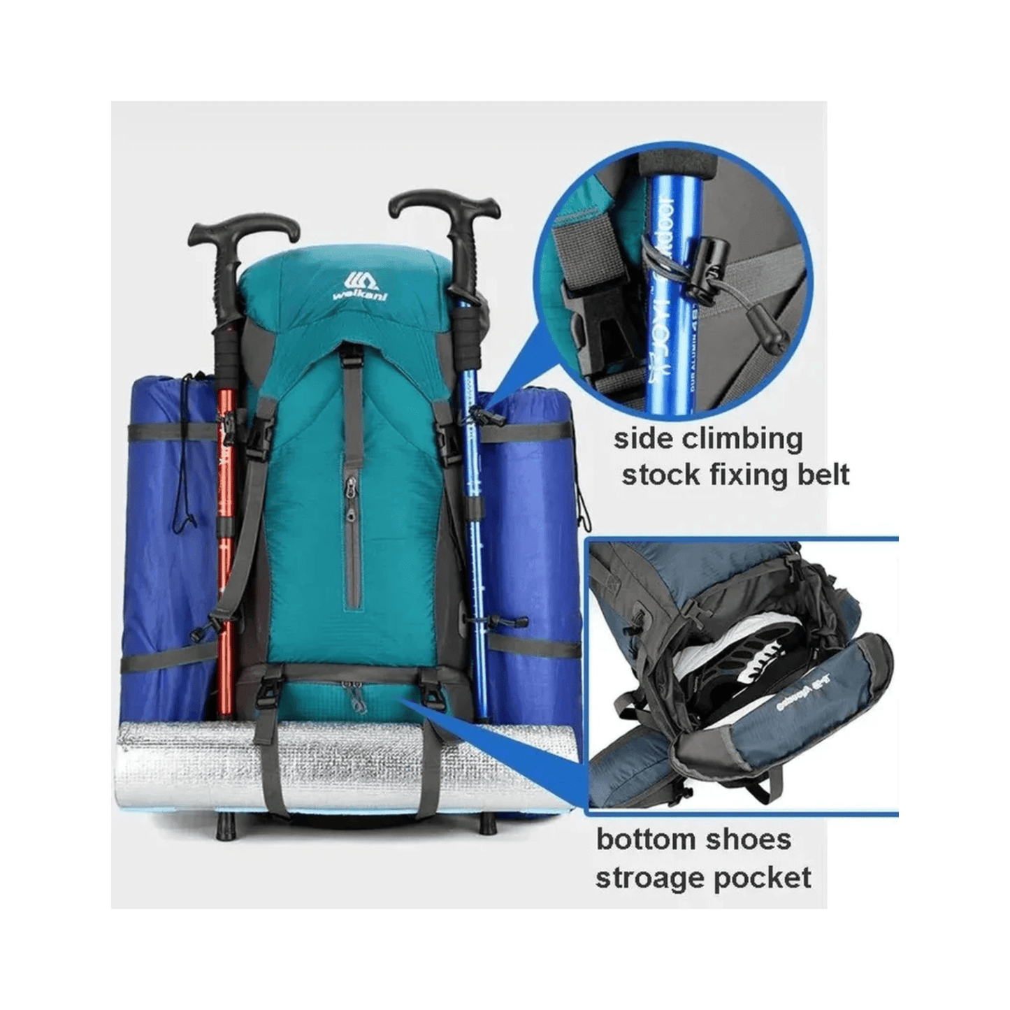 CarryQuest® - Camping - Reistas met Regenhoes - 70L Capaciteit - Oranje
