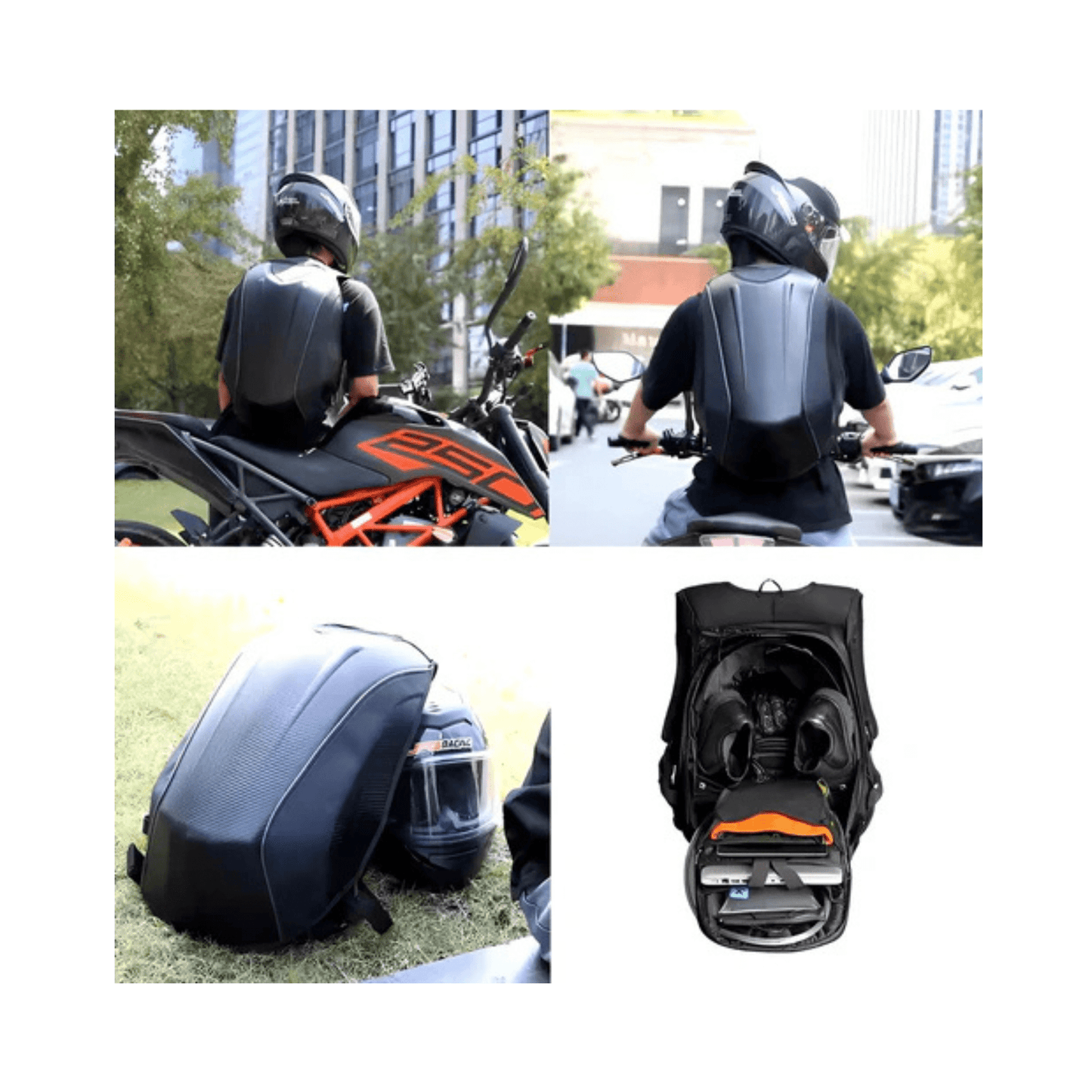 CarryQuest® - Carbon Fiber Motorhelm Rugzak 48L - Waterdichte Tas - Motor Rugzak - Turtle Bag - Zwart