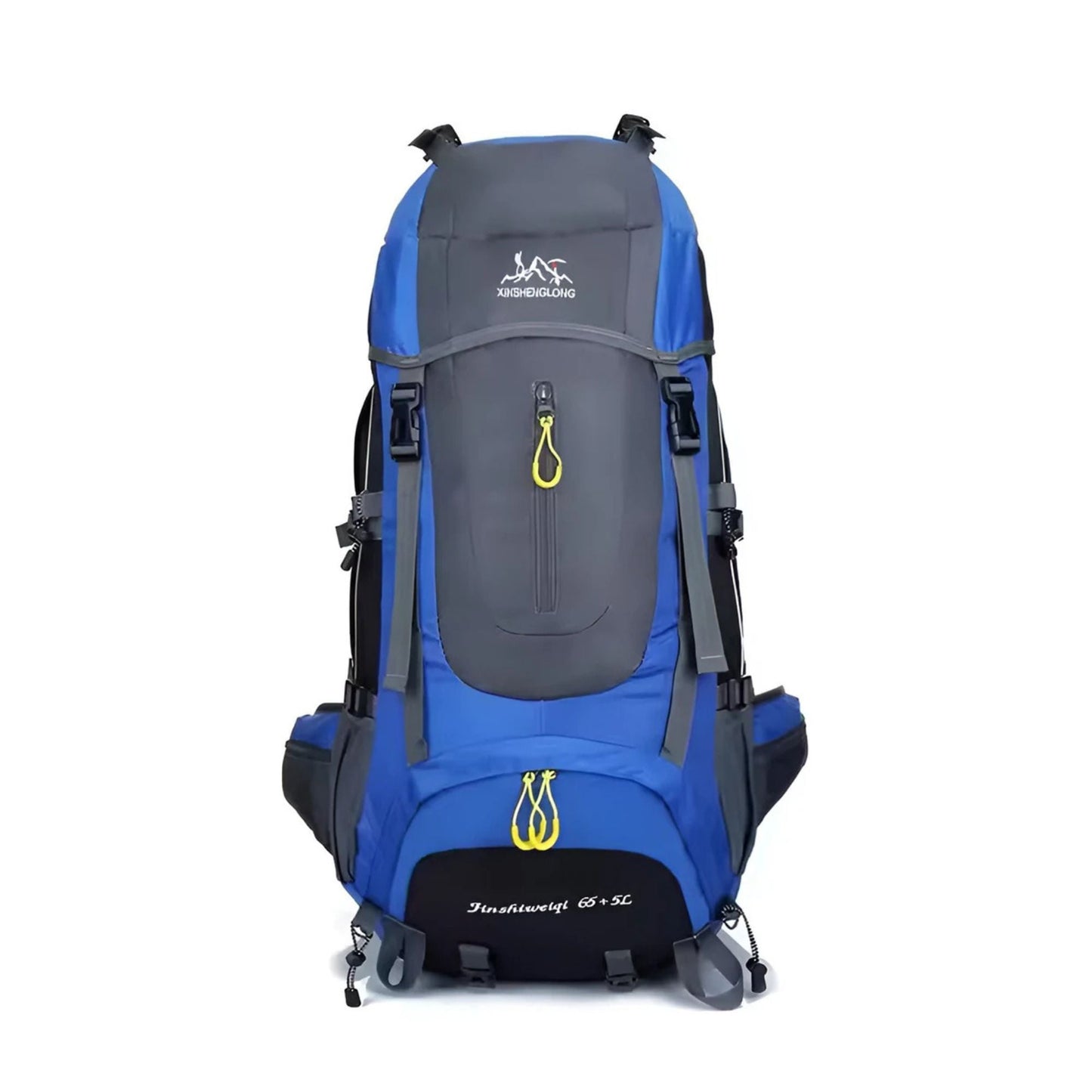 CarryQuest® - Grote Camping Rugzak Reistas - 65+5L - Duurzaam Nylon + Regenhoes - Sporttassen - Wandelen - Blauw