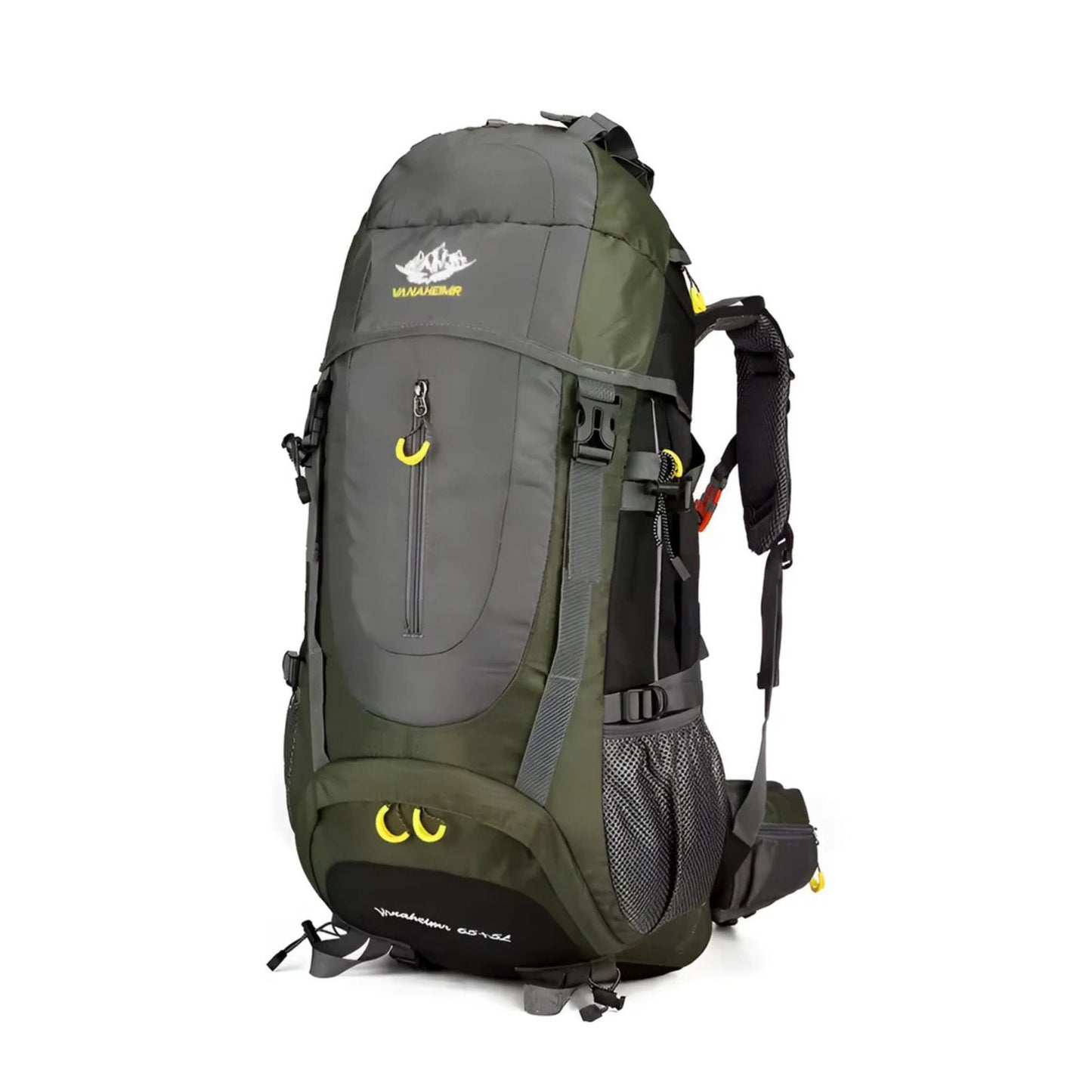 CarryQuest® - Grote Camping Rugzak Reistas - 65+5L - Duurzaam Nylon + Regenhoes - Sporttassen - Wandelen - Groen