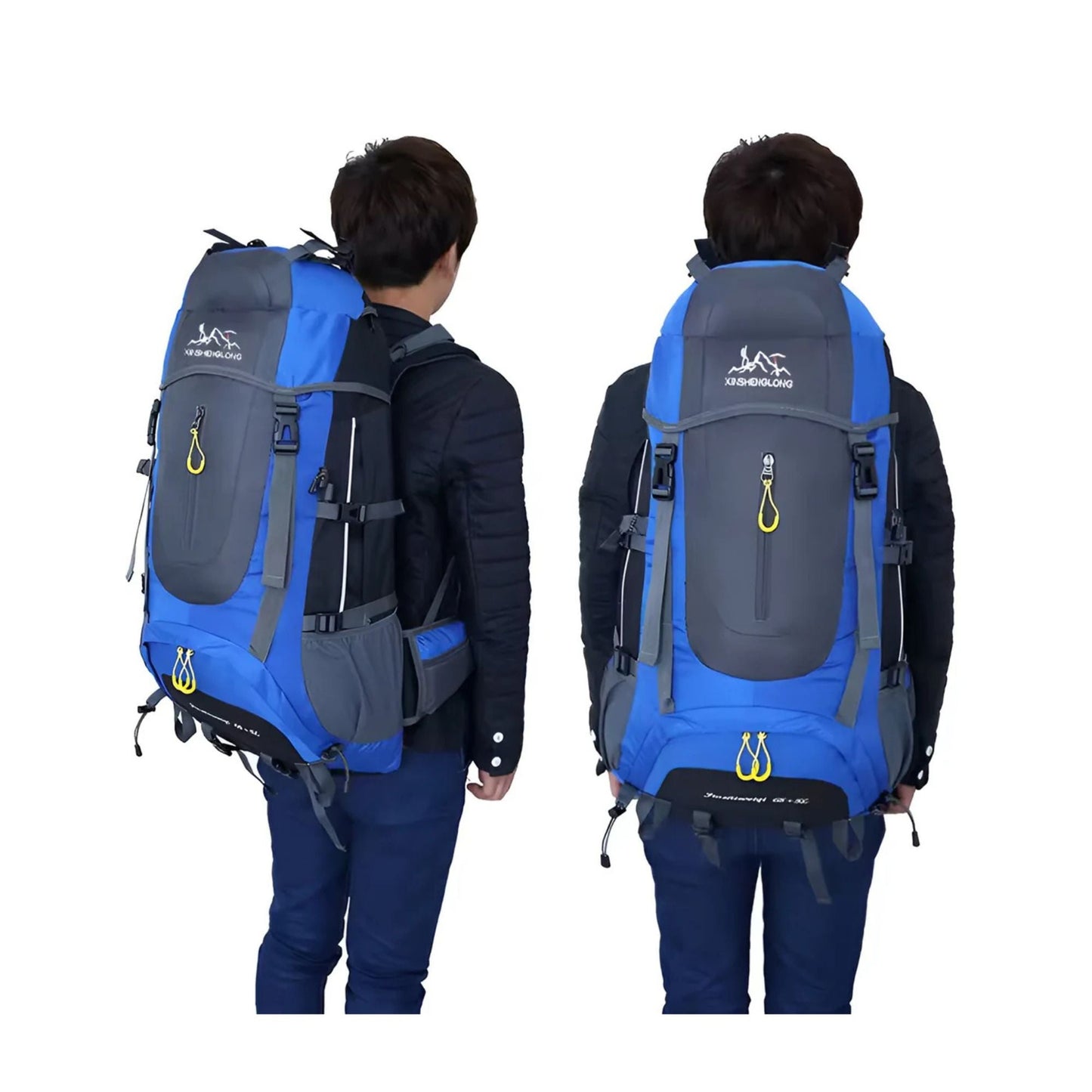 CarryQuest® - Grote Camping Rugzak Reistas - 65+5L - Duurzaam Nylon + Regenhoes - Sporttassen - Wandelen - Groen