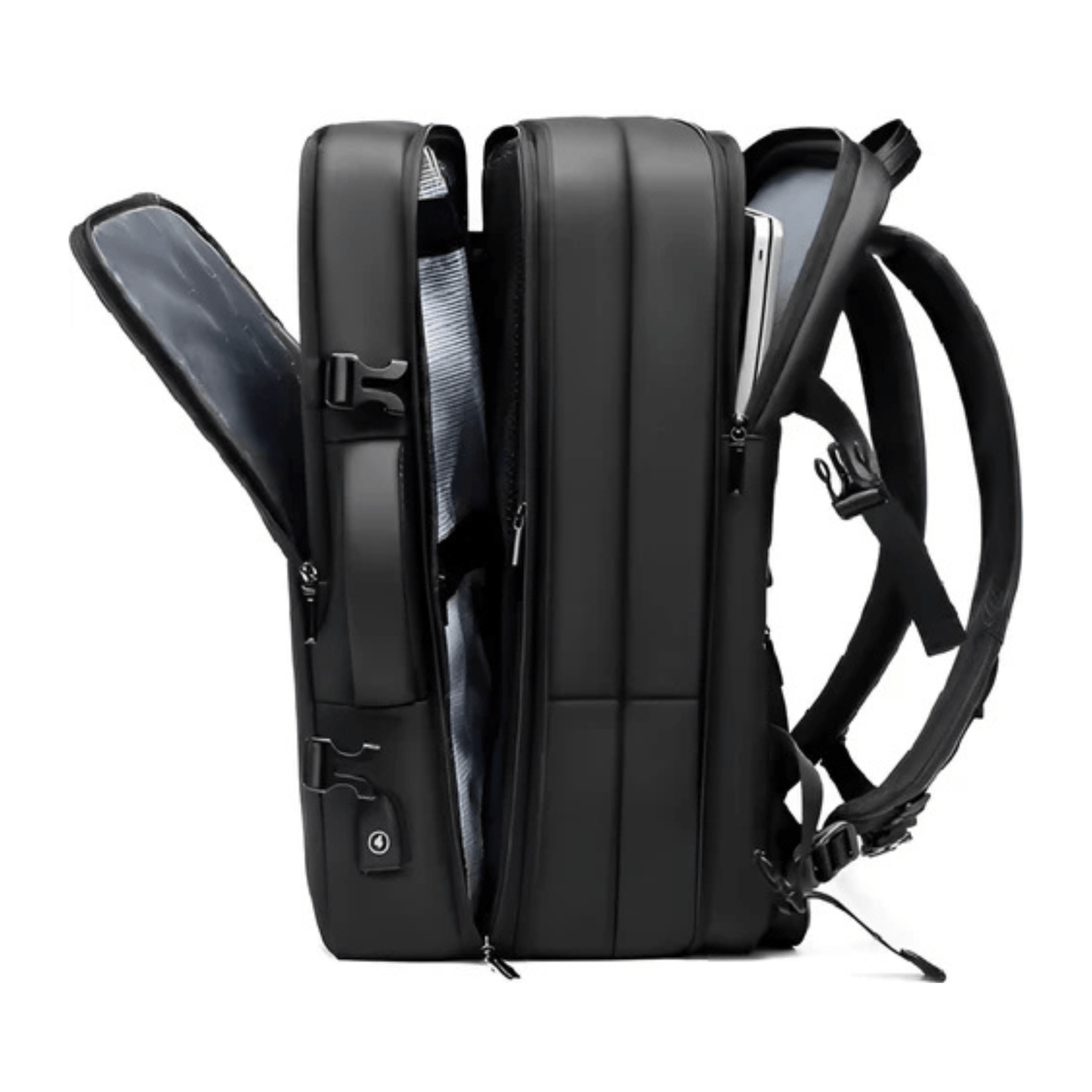 CarryQuest® - Grote Herenrugzak 40L - Laptopvak 17,3" - USB - Laptop Rugzak - Zwart