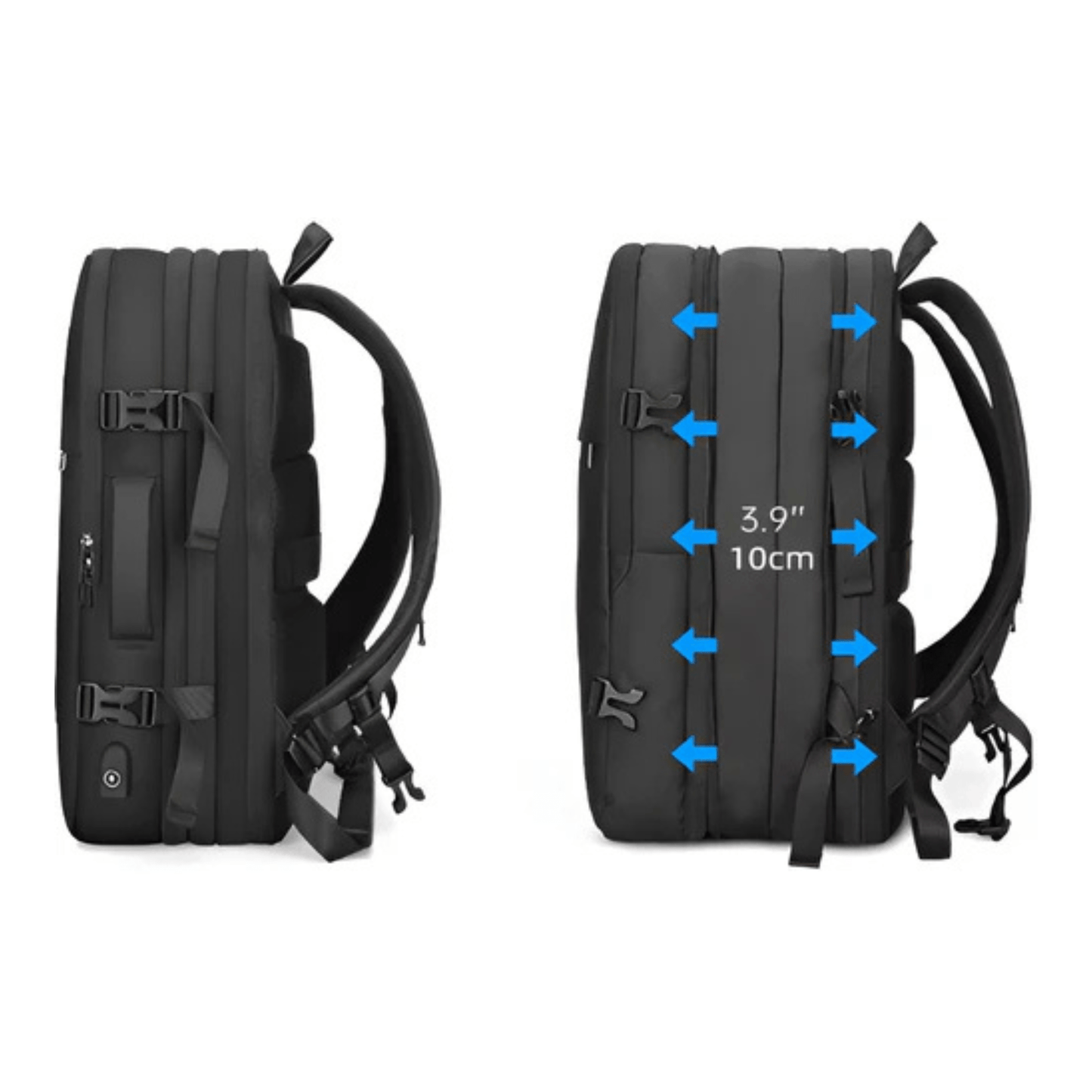 CarryQuest® - Grote Herenrugzak 40L - Laptopvak 17,3" - USB - Laptop Rugzak - Zwart