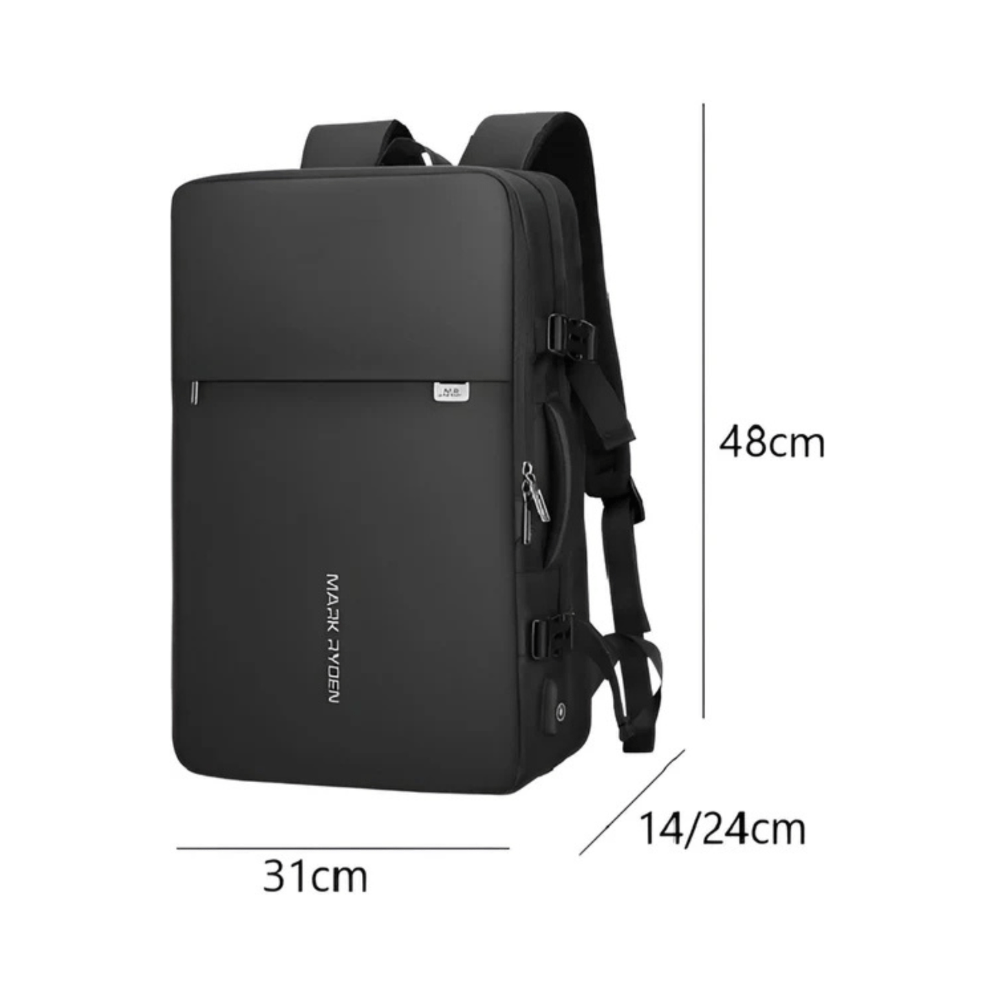 CarryQuest® - Grote Herenrugzak 40L - Laptopvak 17,3" - USB - Laptop Rugzak - Zwart