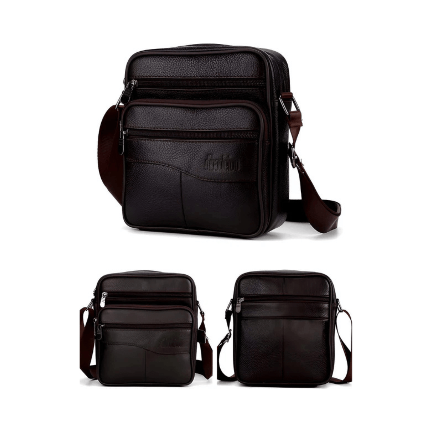 CarryQuest® - Heren Lederen Schoudertas - Echt Leder - Donkerbruin