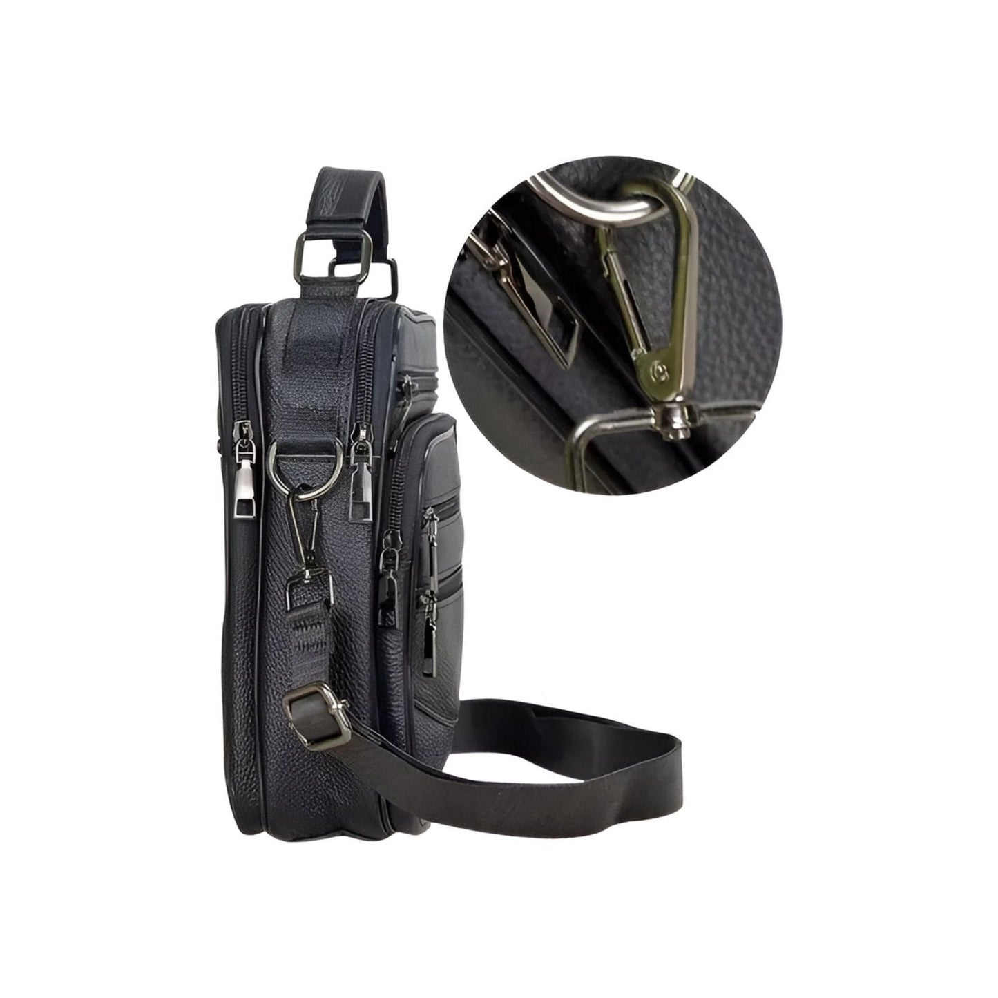 CarryQuest® - Heren Lederen Schoudertas - Handtassen - Zwart