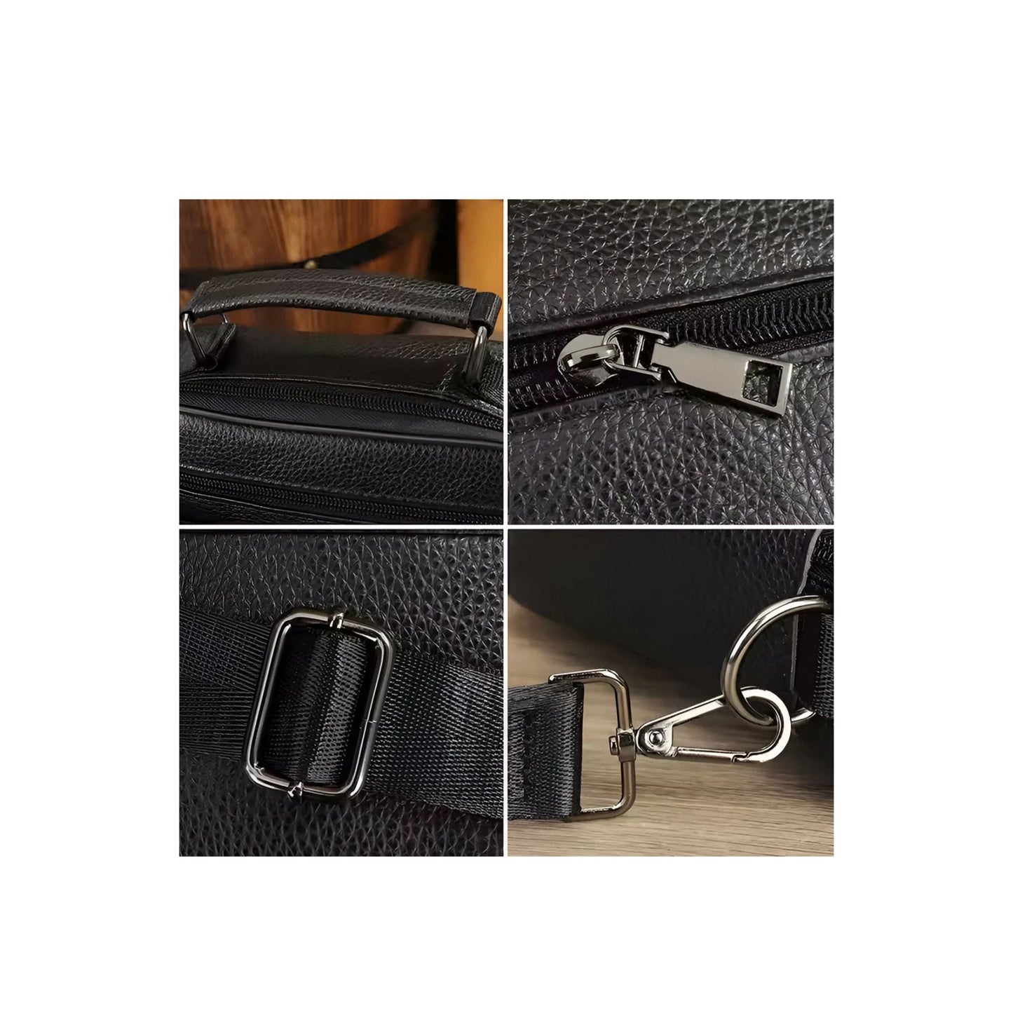 CarryQuest® - Heren Lederen Schoudertas - Handtassen - Zwart