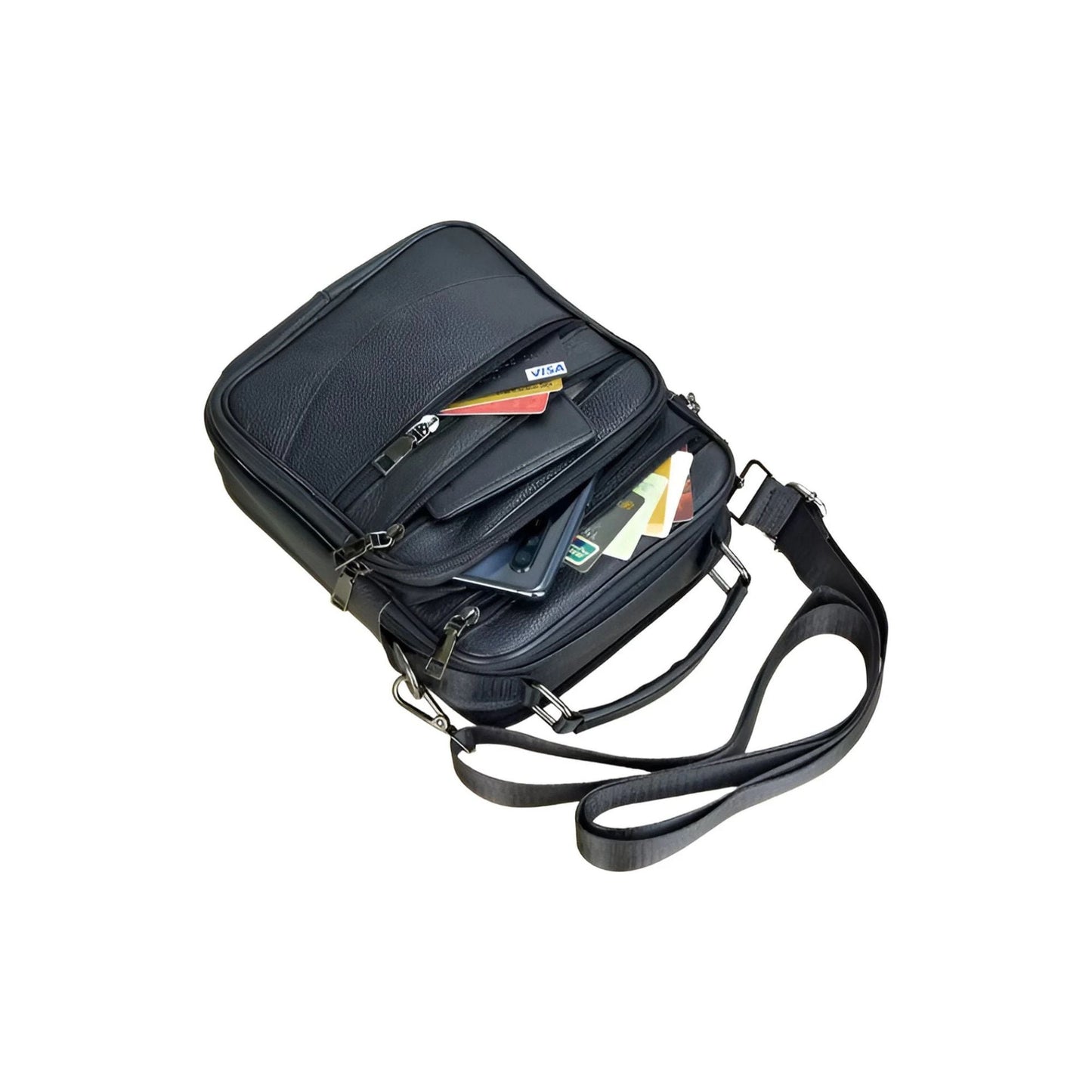 CarryQuest® - Heren Lederen Schoudertas - Handtassen - Zwart