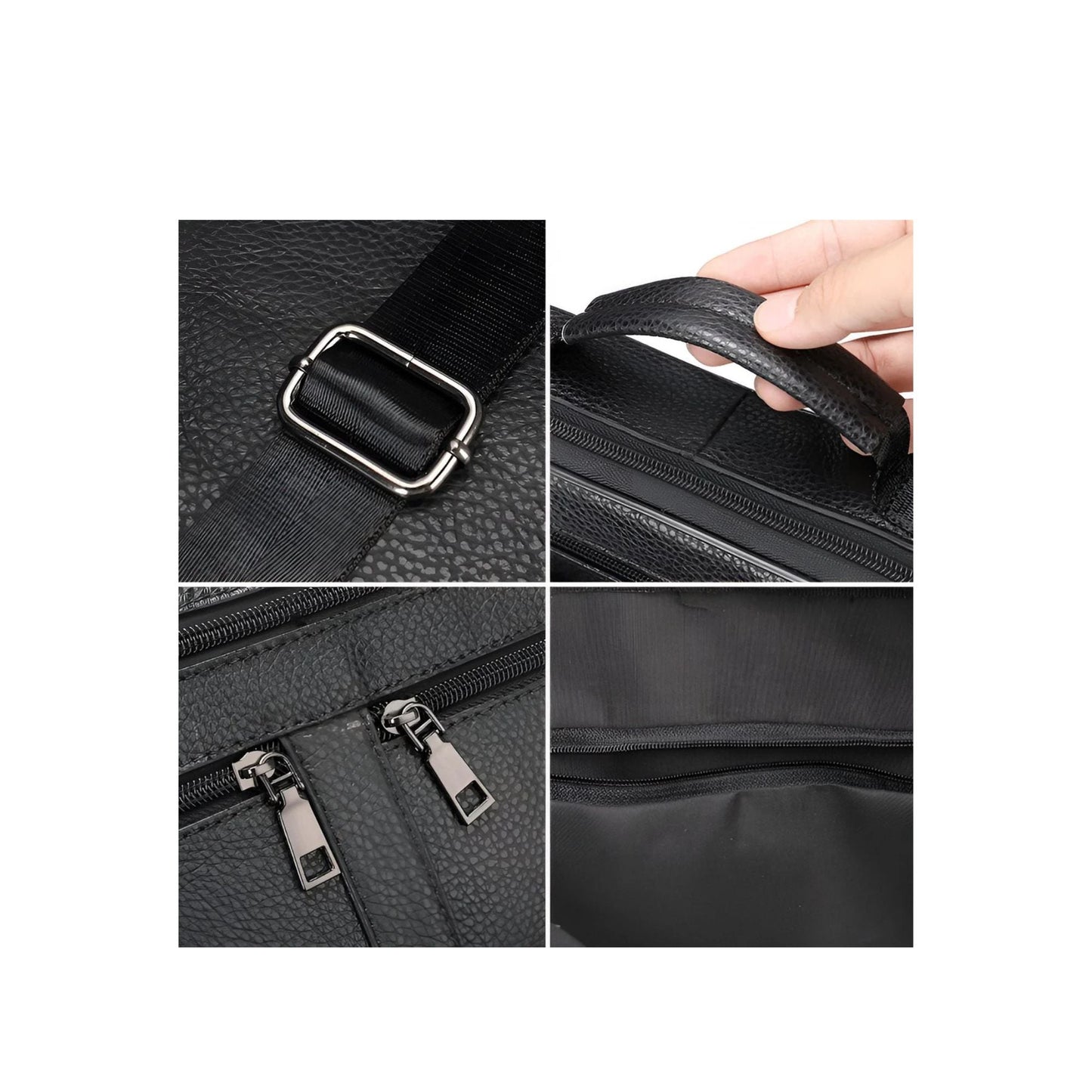 CarryQuest® - Heren Lederen Schoudertas - Koeienhuid Lederen Handtassen - Zwart