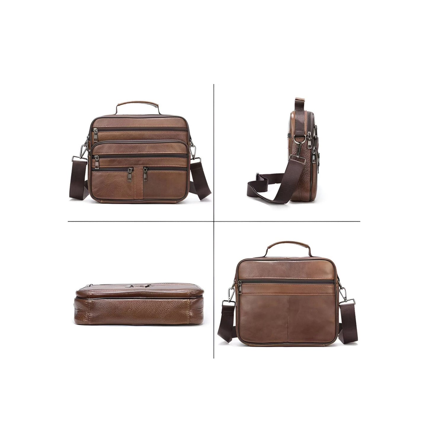CarryQuest® - Heren Lederen Schoudertas - Messenger Bag - Lederen Handtassen - Bruin