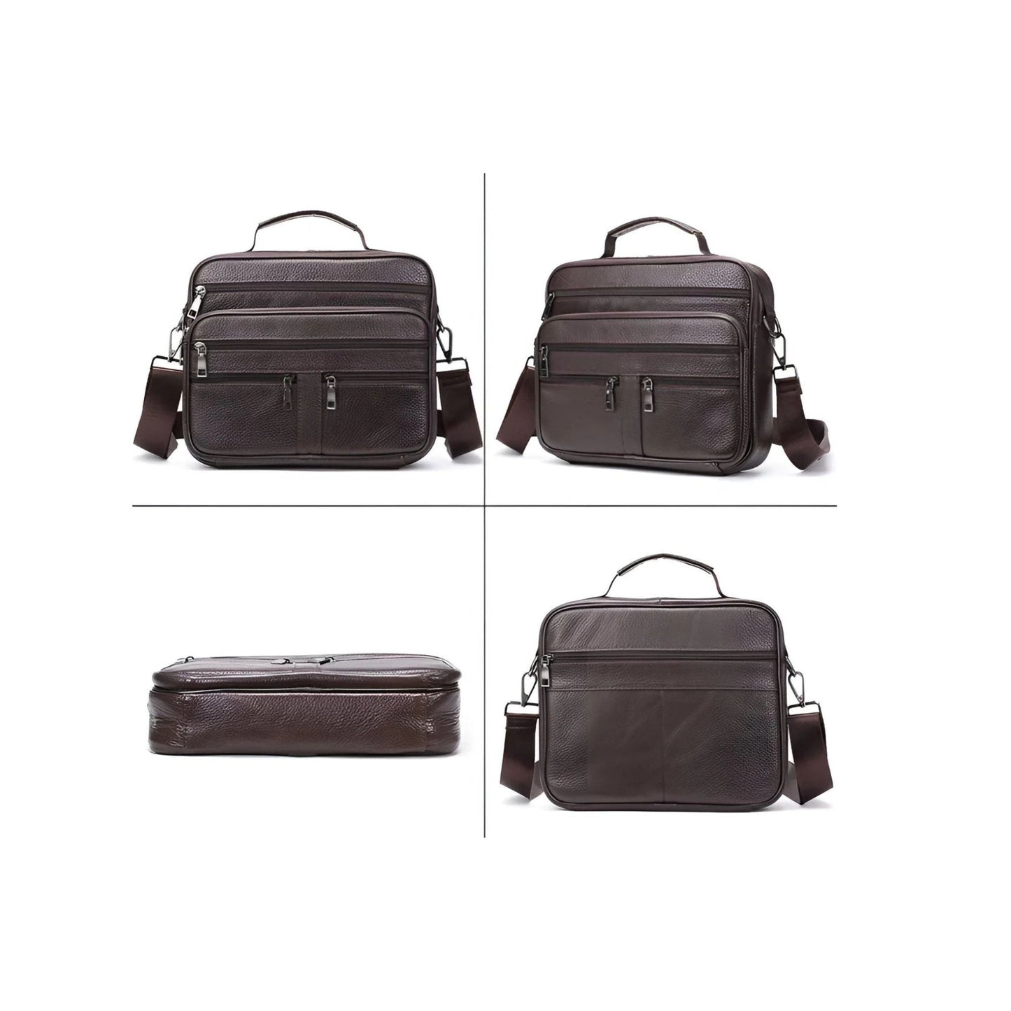 CarryQuest® - Heren Lederen Schoudertas - Messenger Bag - Lederen Handtassen - Donkere koffie