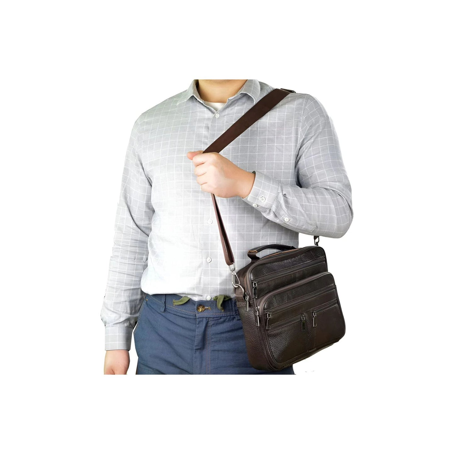 CarryQuest® - Heren Lederen Schoudertas - Messenger Bag - Lederen Handtassen - Donkere koffie