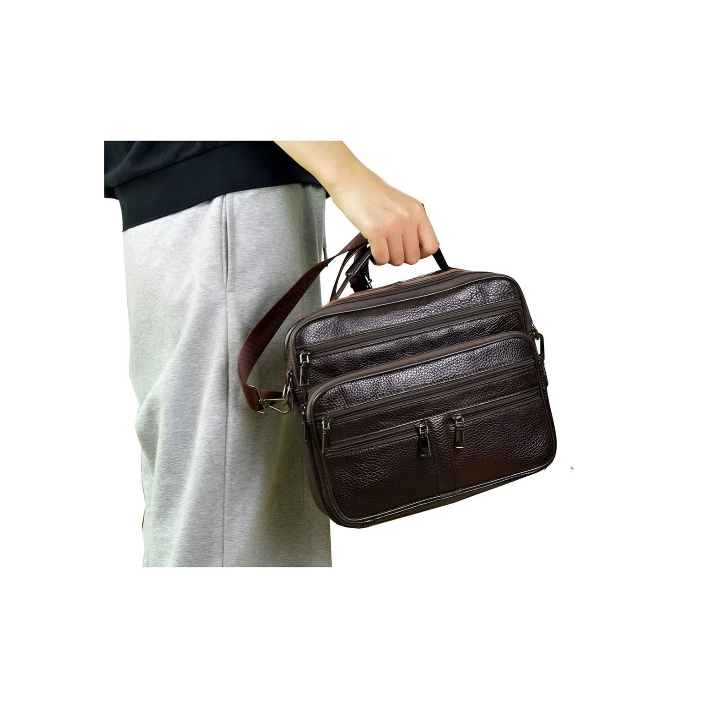 CarryQuest® - Heren Lederen Schoudertas - Messenger Bag - Lederen Handtassen - Donkere koffie
