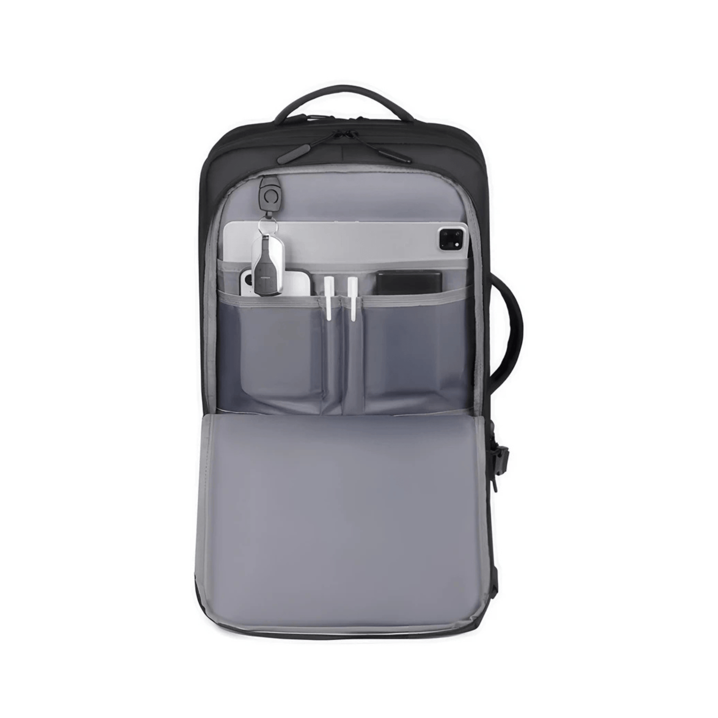 CarryQuest® - Heren Reistas Rugzak - 17 Inch Laptop + USB Oplaadpoort - Schooltas - Wandelrugzak - Grijs