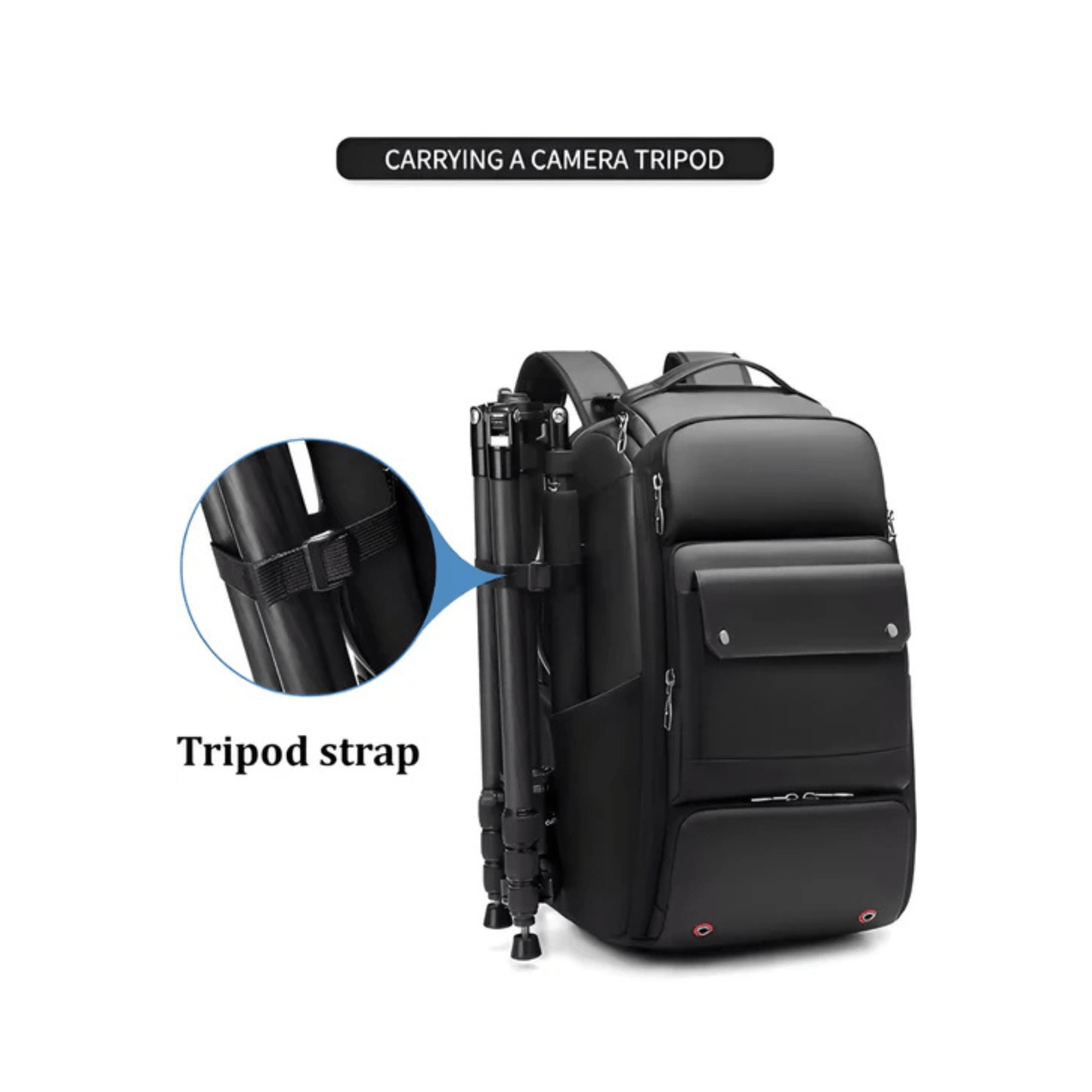 CarryQuest® - Heren Reistas SLR Camerarugzak - 40L - Geschikt voor 17" Laptop - Laptop Rugzak - Zwart