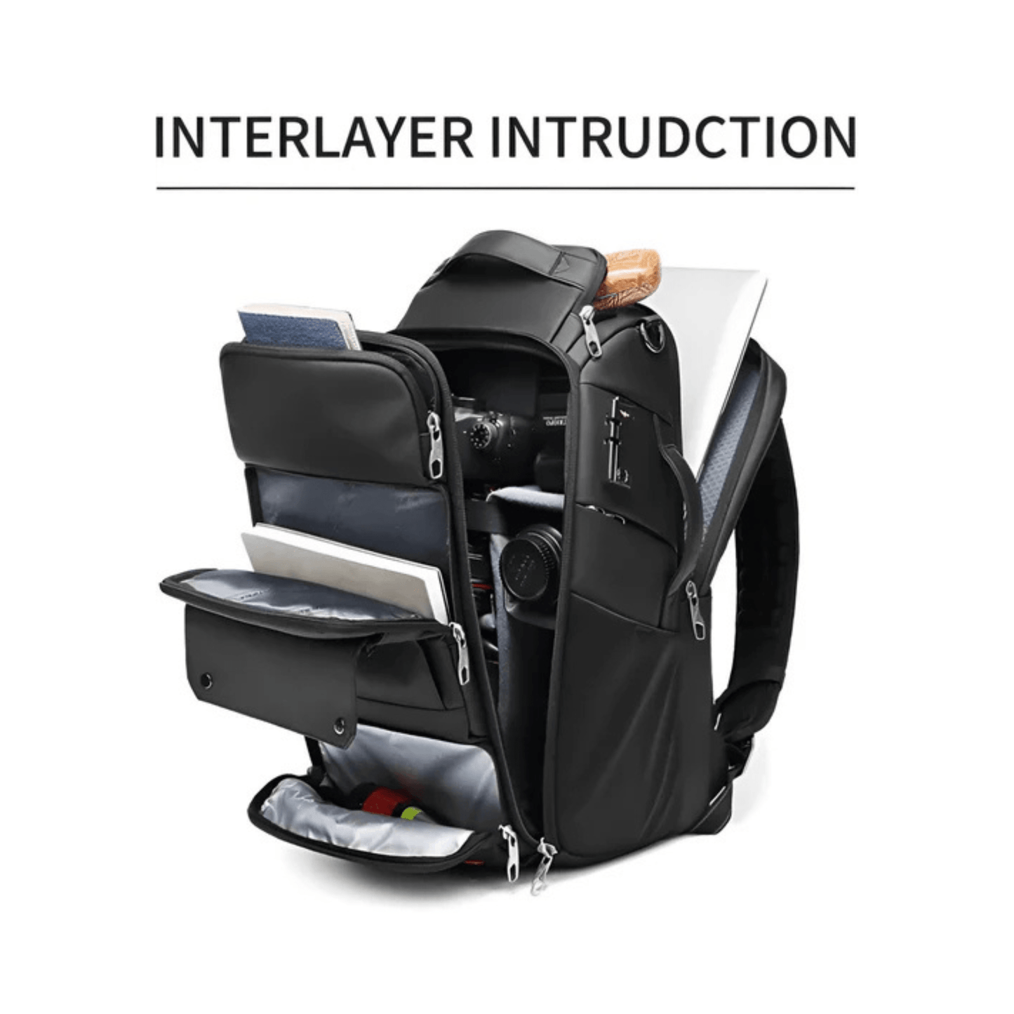 CarryQuest® - Heren Reistas SLR Camerarugzak - 40L - Geschikt voor 17" Laptop - Laptop Rugzak - Zwart