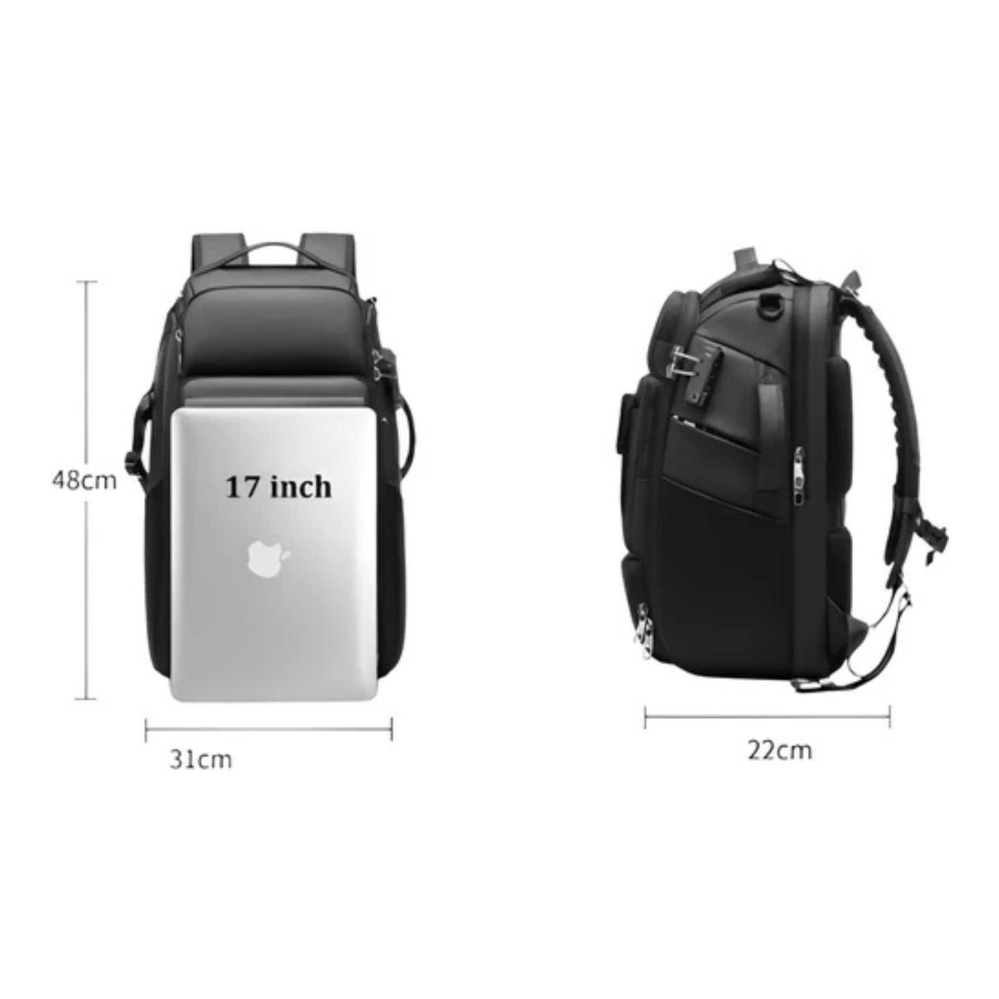CarryQuest® - Heren Reistas SLR Camerarugzak - 40L - Geschikt voor 17" Laptop - Laptop Rugzak - Zwart