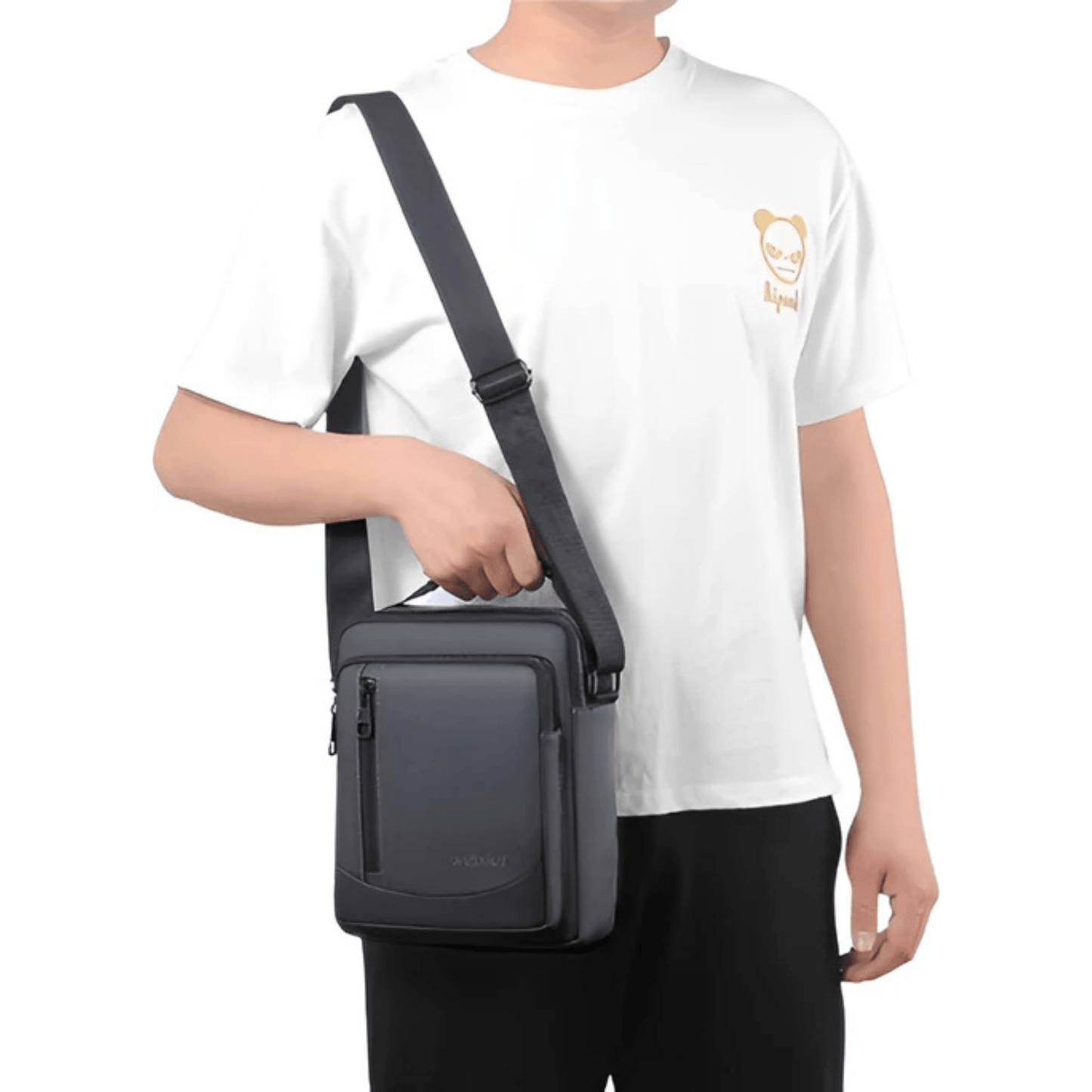 CarryQuest® - Heren Schoudertas - Waterdicht Crossbody Tas - Handtas - PU Leer - Grijs