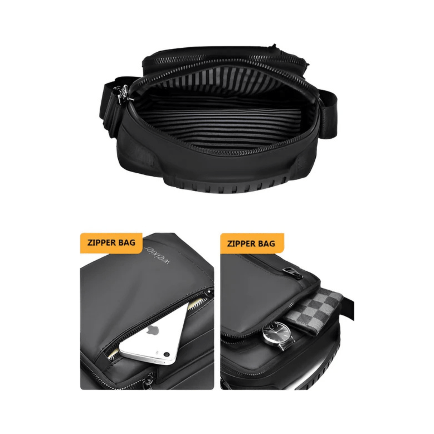 CarryQuest® - Heren Schoudertas - Waterdicht Crossbody Tas - Handtas - PU Leer - Zwart