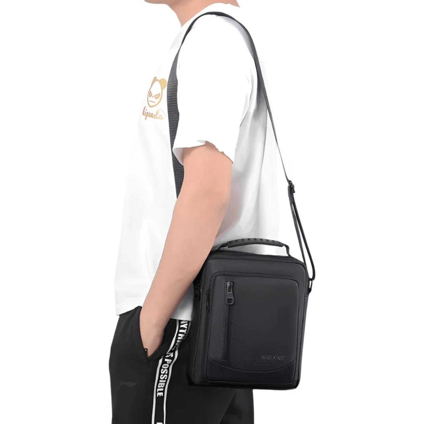 CarryQuest® - Heren Schoudertas - Waterdicht Crossbody Tas - Handtas - PU Leer - Zwart