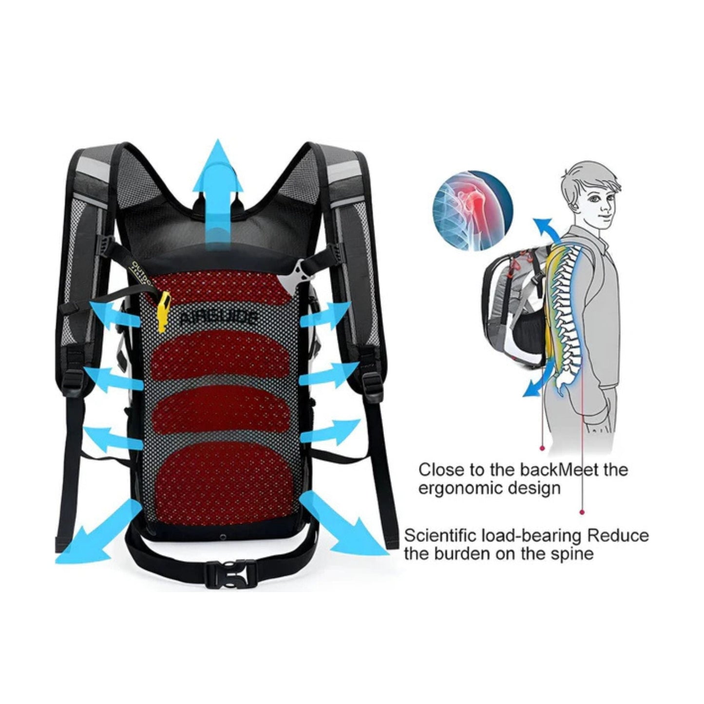 CarryQuest® - Hydratatie Rugzak voor Fietsen - 18L Volume + 2L Waterzak - Waterdicht Nylon - Wandelrugzak - Paars
