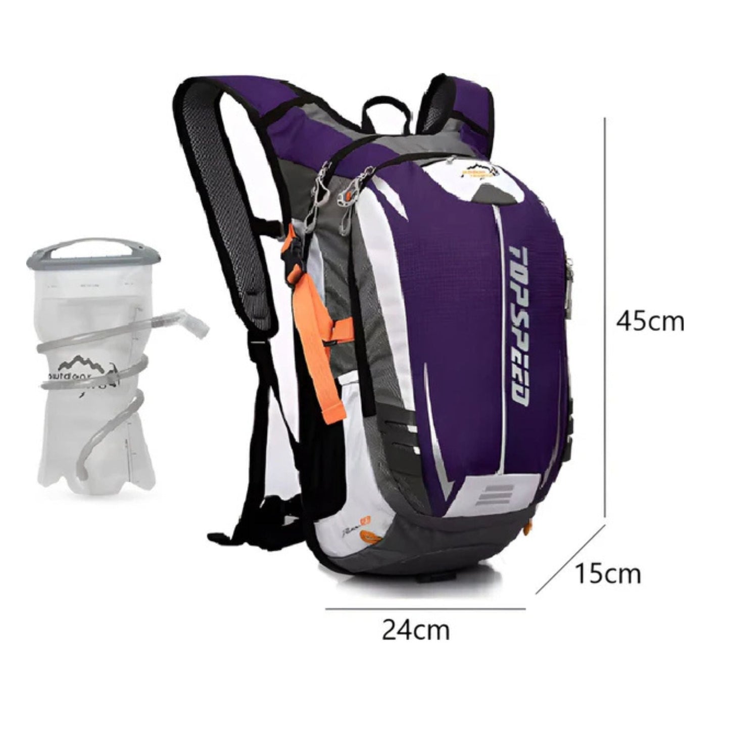 CarryQuest® - Hydratatie Rugzak voor Fietsen - 18L Volume + 2L Waterzak - Waterdicht Nylon - Wandelrugzak - Paars