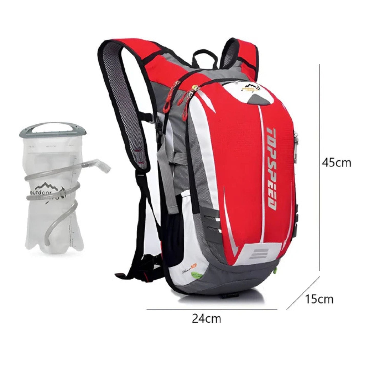 CarryQuest® - Hydratatie Rugzak voor Fietsen - 18L Volume + 2L Waterzak - Waterdicht Nylon - Wandelrugzak - Rood