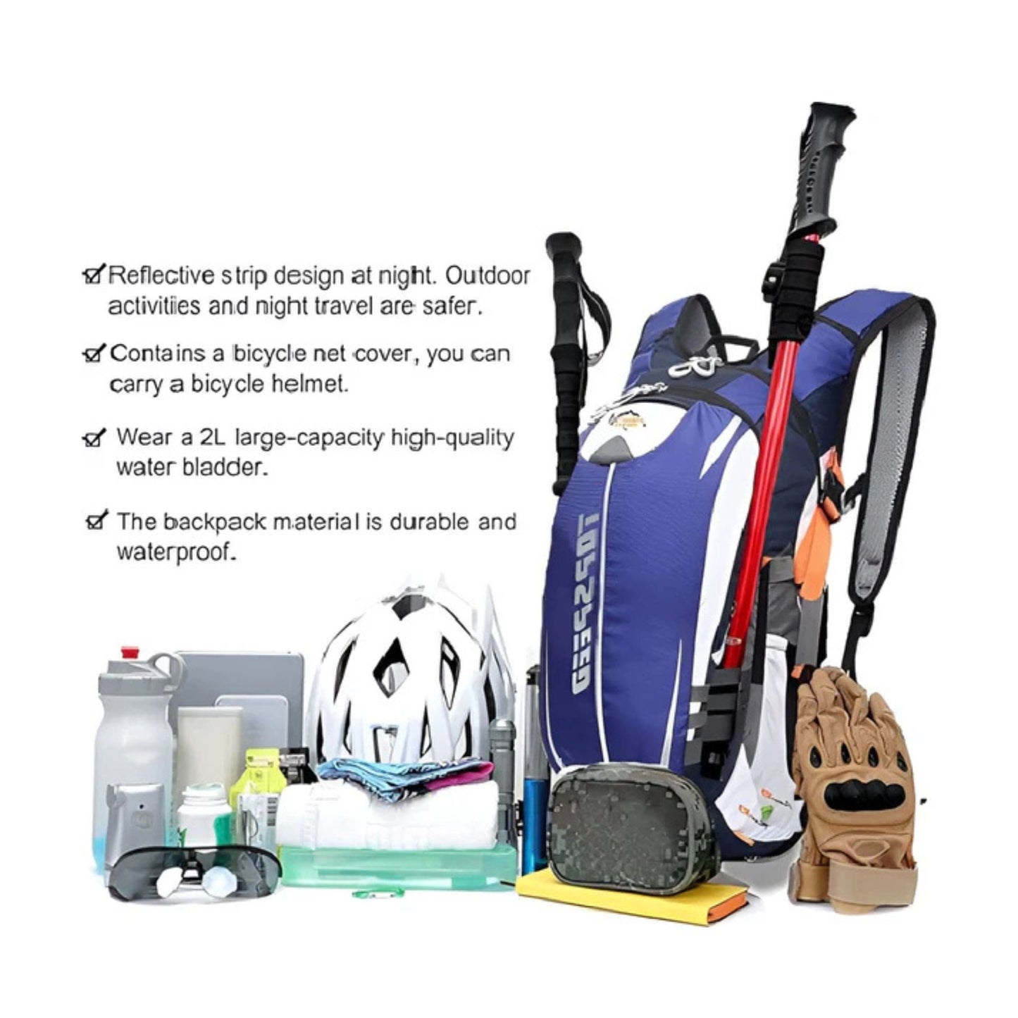 CarryQuest® - Hydratatie Rugzak voor Fietsen - 18L Volume + 2L Waterzak - Waterdicht Nylon - Wandelrugzak - Rood