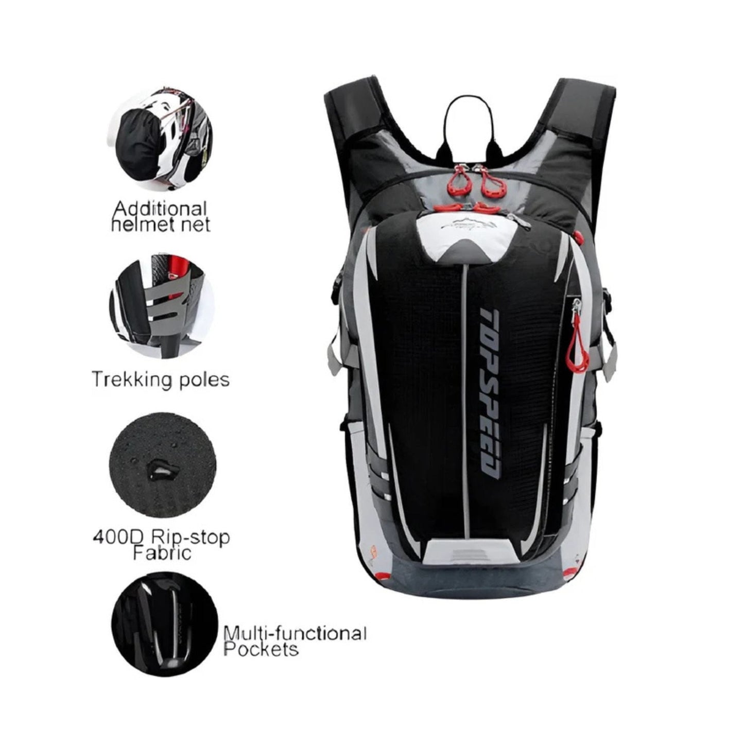 CarryQuest® - Hydratatie Rugzak voor Fietsen - 18L Volume + 2L Waterzak - Waterdicht Nylon - Wandelrugzak - Zwart