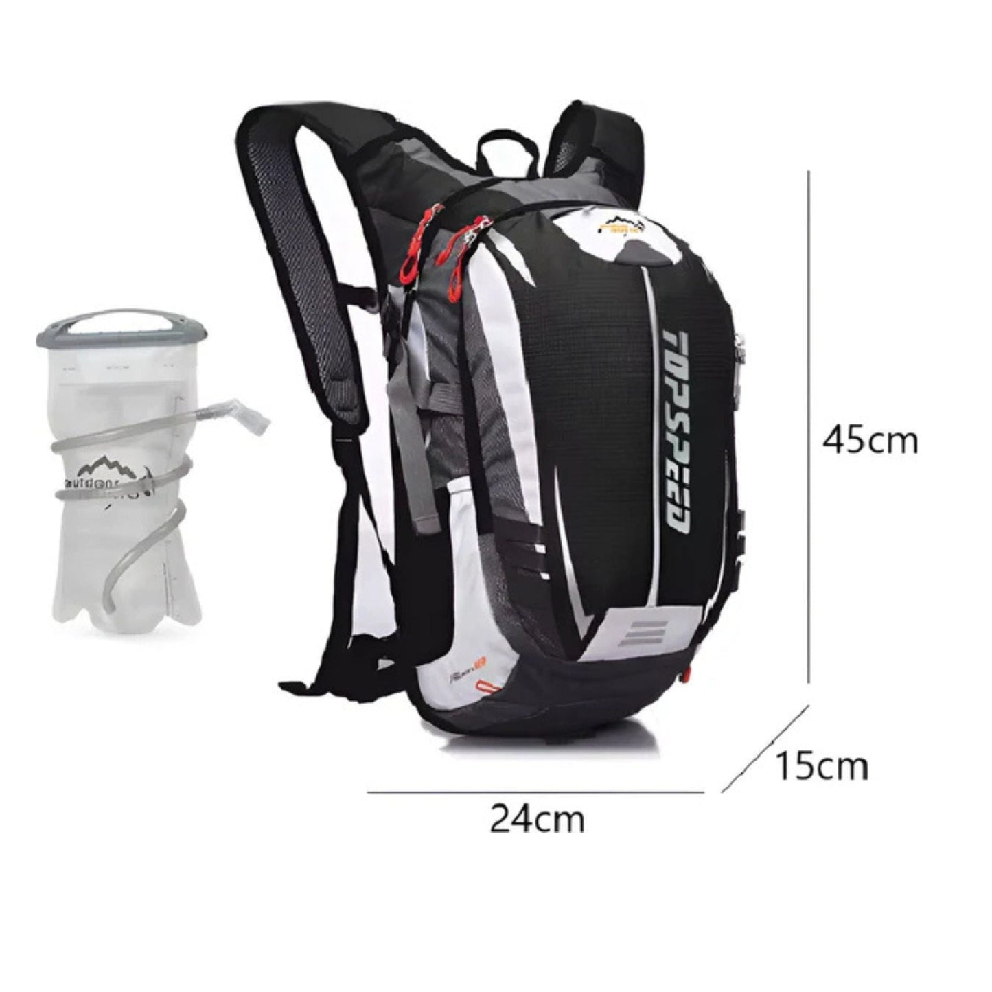 CarryQuest® - Hydratatie Rugzak voor Fietsen - 18L Volume + 2L Waterzak - Waterdicht Nylon - Wandelrugzak - Zwart