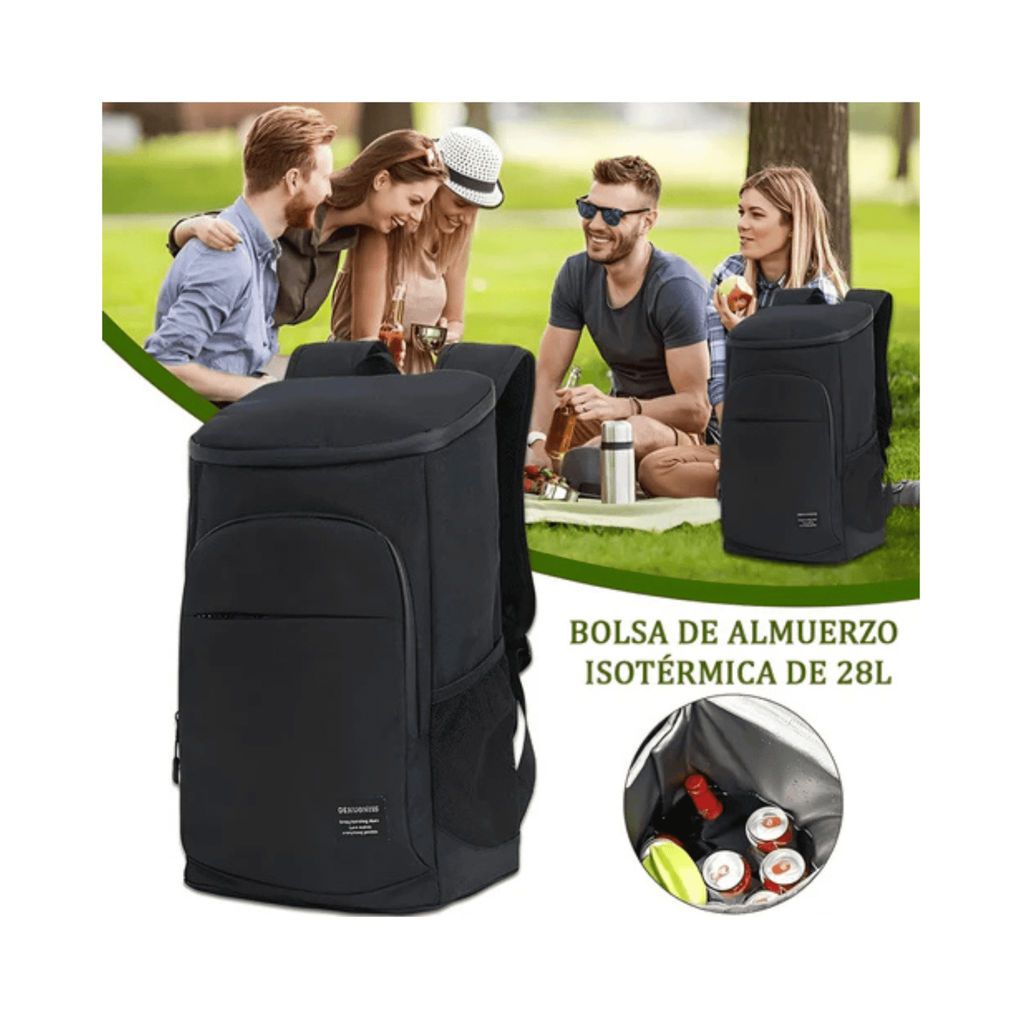 CarryQuest® - Ideaal voor Picknicks - Lekvrij & Duurzaam - Voedsel Drank Opbergtas - Grijs