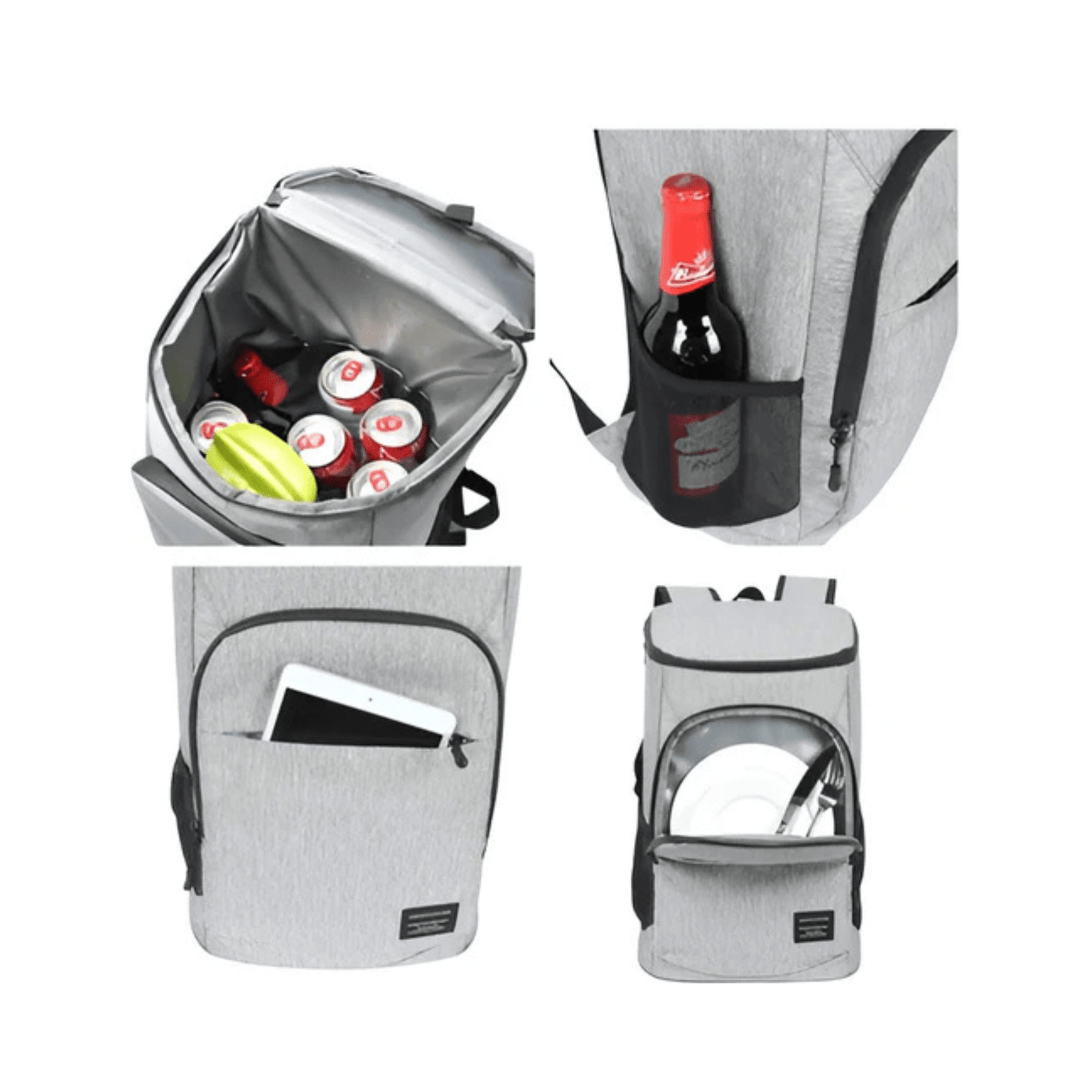 CarryQuest® - Ideaal voor Picknicks - Lekvrij & Duurzaam - Voedsel Drank Opbergtas - Grijs